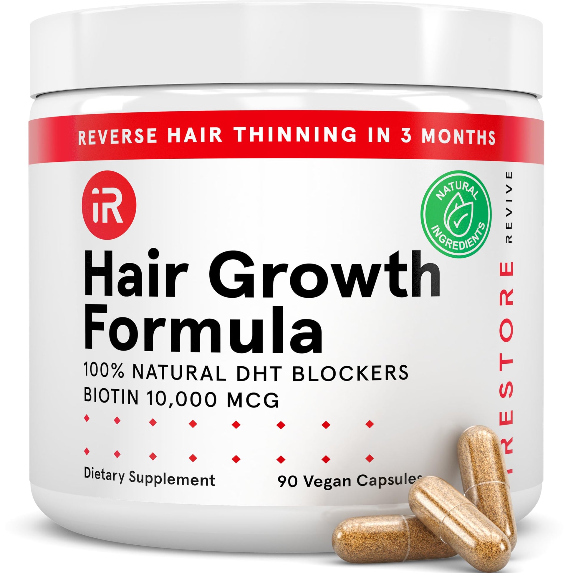 iRestore Hair Growth Supplement - Hair Loss Vitamins for Women and Men - Biotin Multivitamins & DHT Blocker to Reduce Hair Thinning - Hair Regrowth Pills - 30 Days Supply 90 Count (Pack of 1) - Medaid International