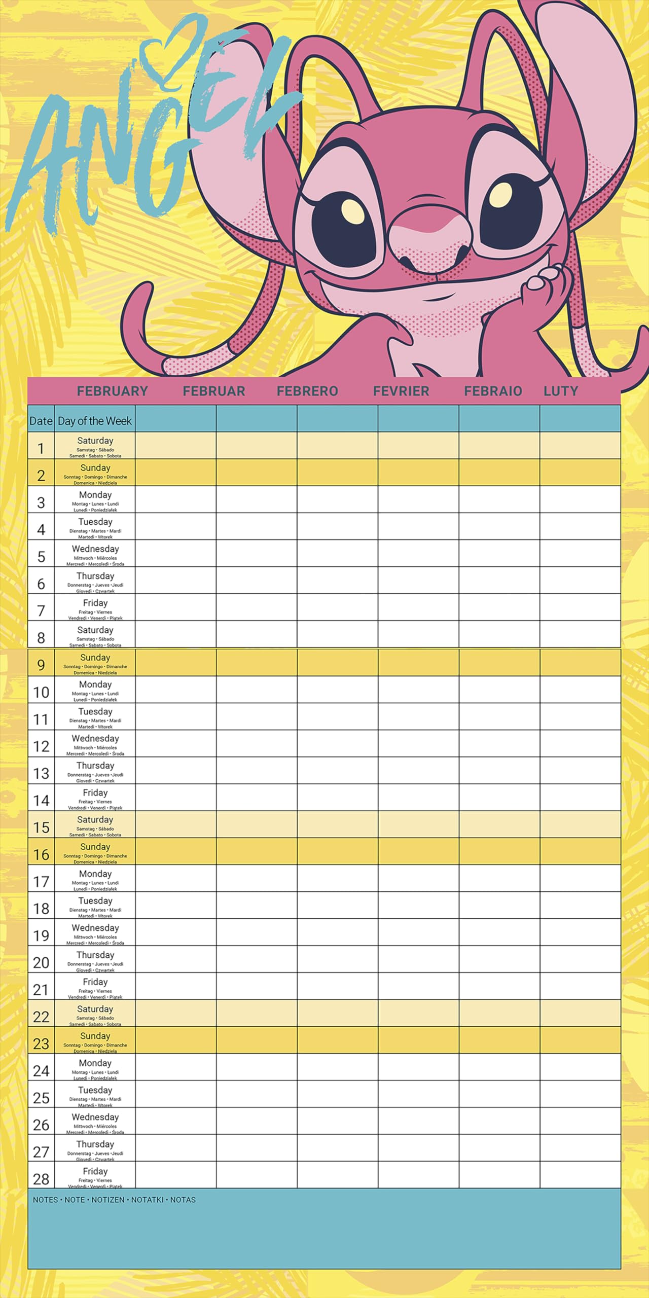Pyramid International Lilo & Stitch 2025 Family Calendar – Official Disney 16-Month Planner, Colourful Art, Large Grid for Notes, Gift for Fans & Collectors - Medaid International