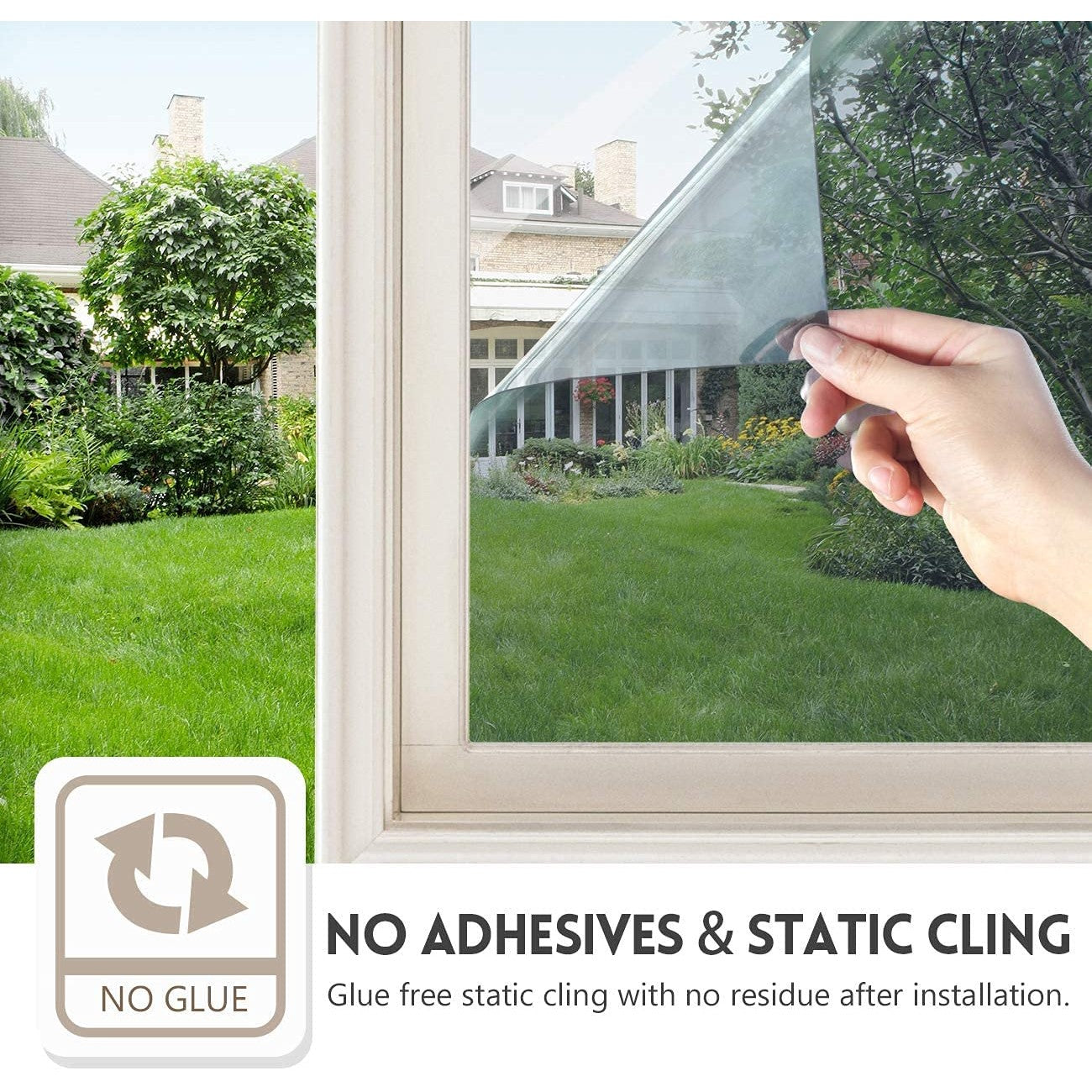 KESPEN Window Film One Way Daytime Privacy Static Cling Sun Blocking Anti UV Reflective Window Tint for Home and Office, Black-Silver, 23.6 Inch X 13.1 Feet - Medaid International
