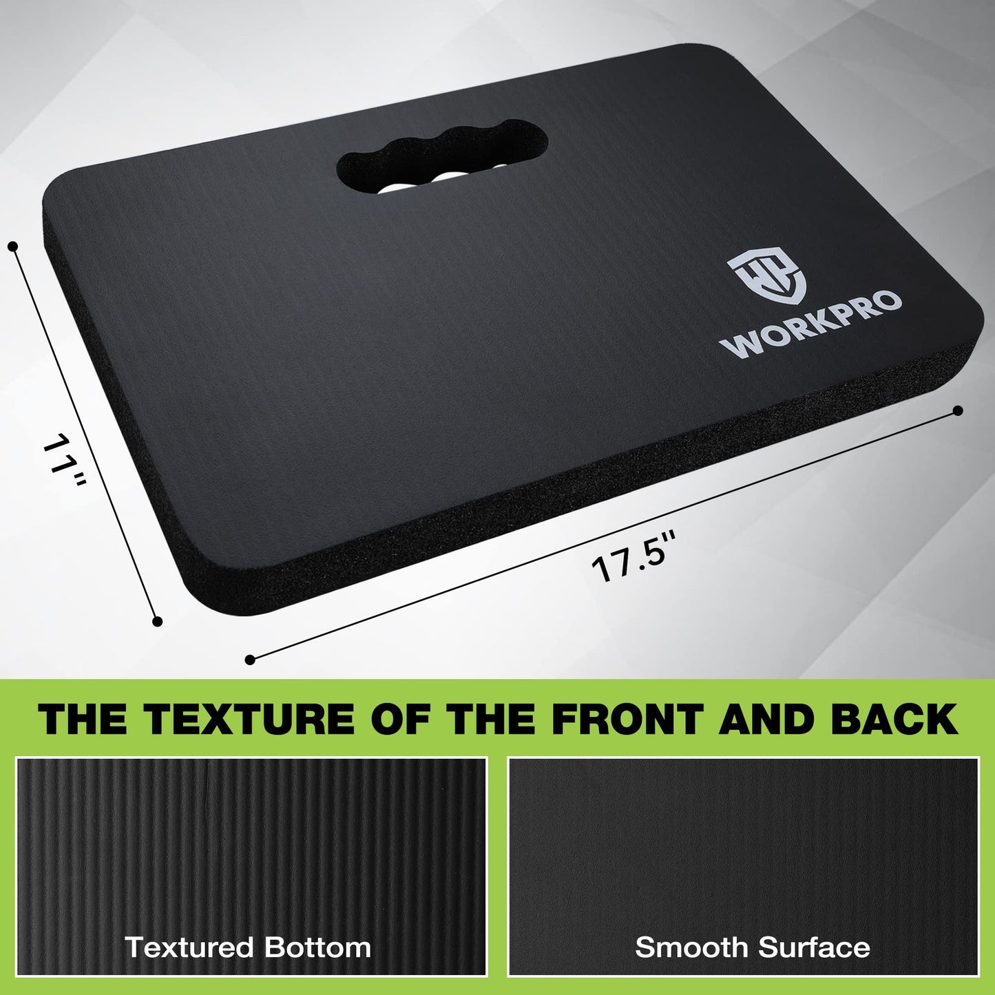 WORKPRO Extra Thick Kneeling Pad, Soft Foam Cushioning for Knee, Large Foam Kneeler Mat for Gardening, Bathing Baby, Workout Supplies, 17.5 x 11 x 1.5 in, Black - Medaid International