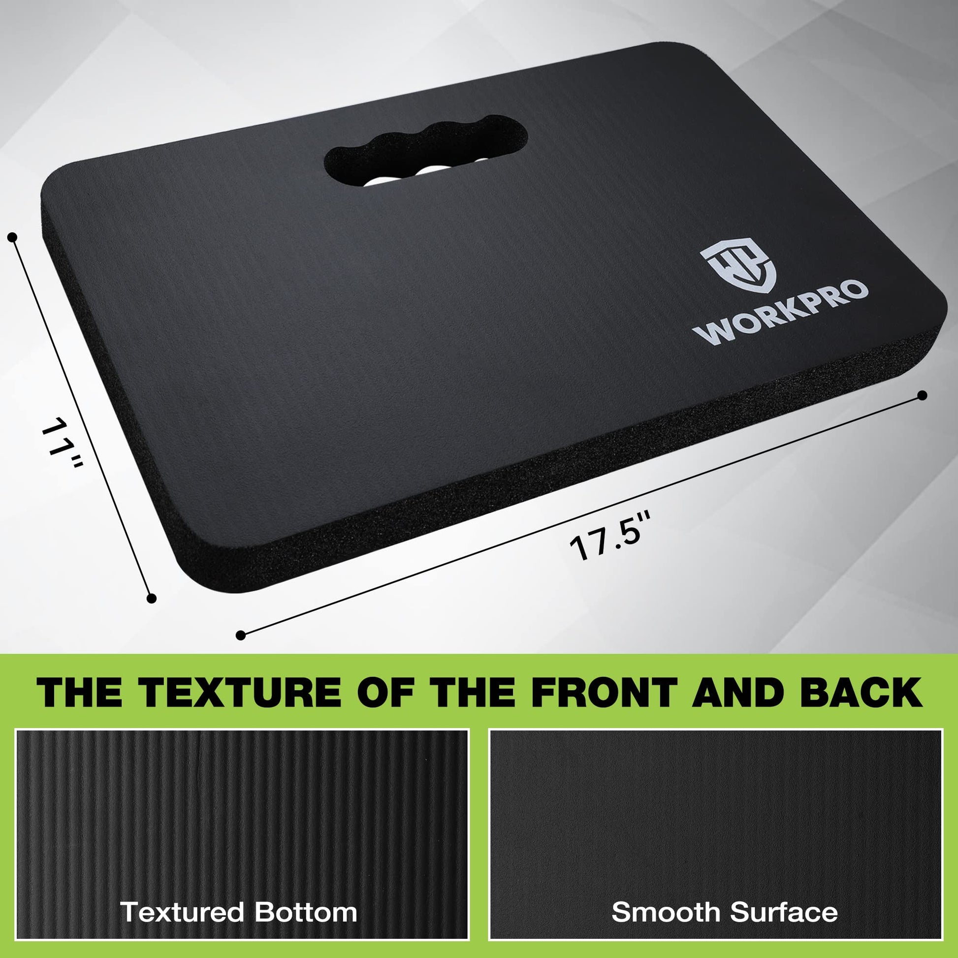 WORKPRO Extra Thick Kneeling Pad, Soft Foam Cushioning for Knee, Large Foam Kneeler Mat for Gardening, Bathing Baby, Workout Supplies, 17.5 x 11 x 1.5 in, Black - Medaid International