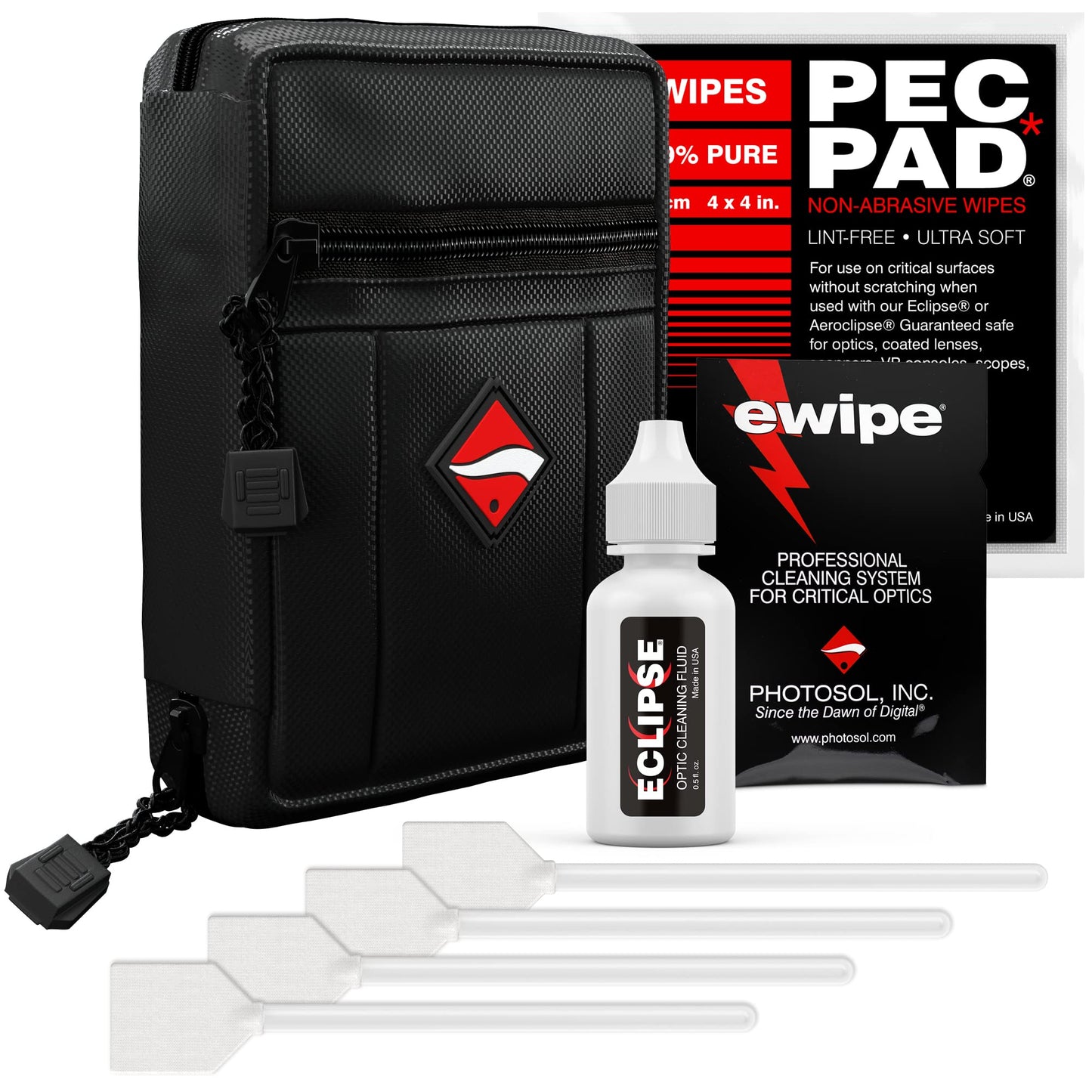 Photographic Solutions Digital Survival Kit - Type-1 (20mm) Sensor Swab, PEC-PAD Photo Wipes, E-Wipe Packet, Eclipse Optic Cleaning Fluid - Camera Cleaning Kit with Travel Bag