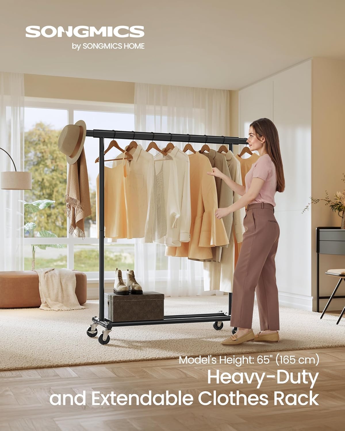 SONGMICS Clothes Rack on Wheels HSR013BKV1