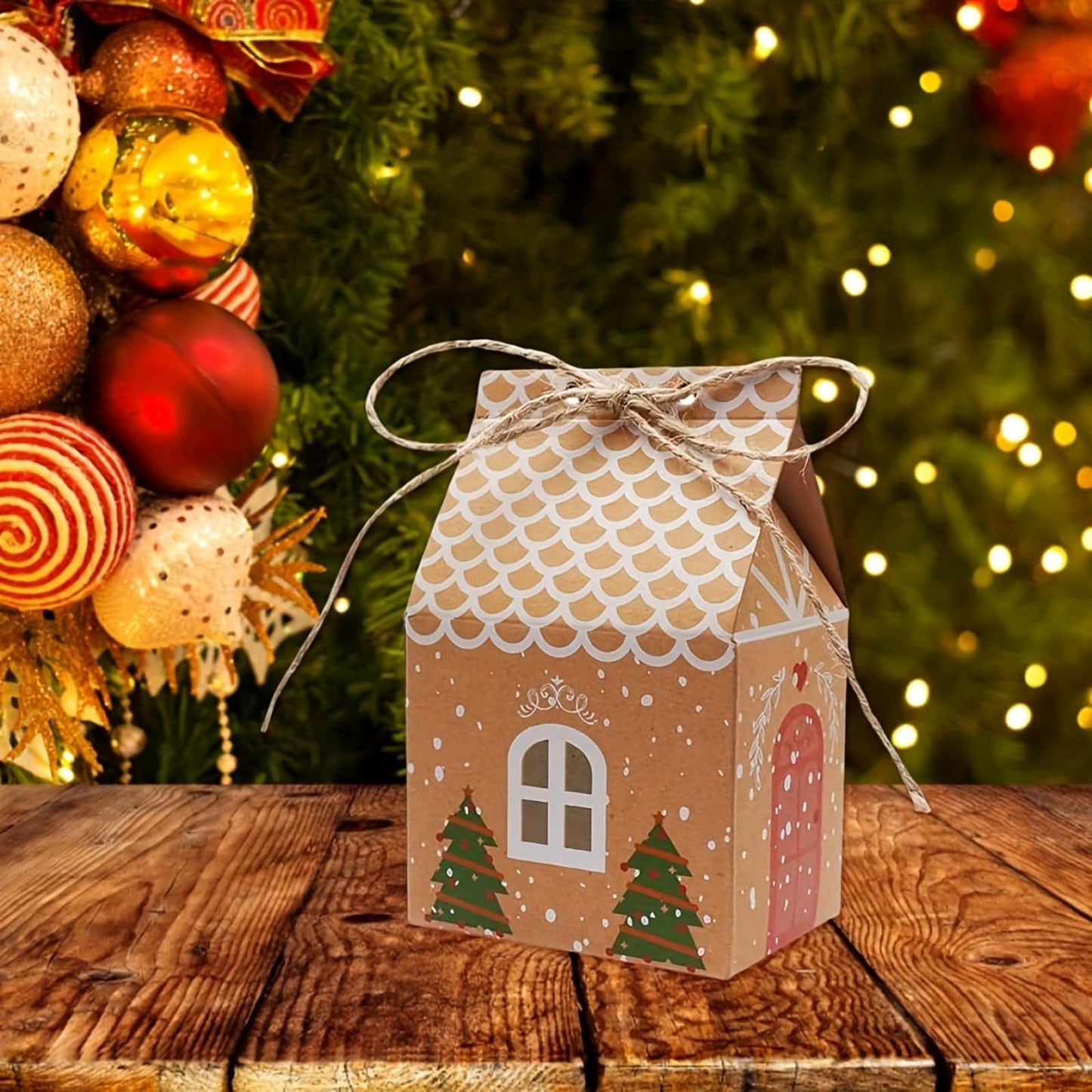 24PCS Christmas Cow Paper Boxes - Mini House Shaped Gift Bags | Party Favors, Wedding Favor Boxes | Winter Christmas New Year Gifts, Festive Essentials - Medaid International