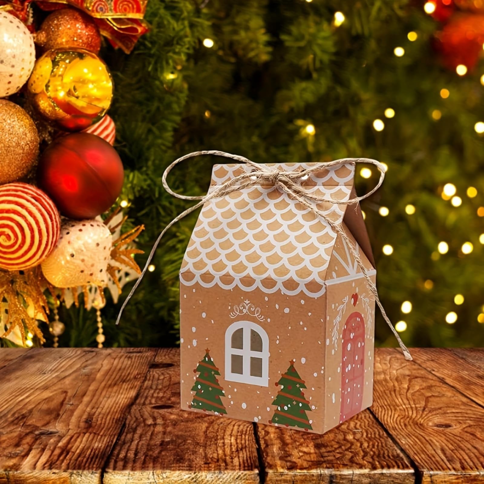 24PCS Christmas Cow Paper Boxes - Mini House Shaped Gift Bags | Party Favors, Wedding Favor Boxes | Winter Christmas New Year Gifts, Festive Essentials - Medaid International