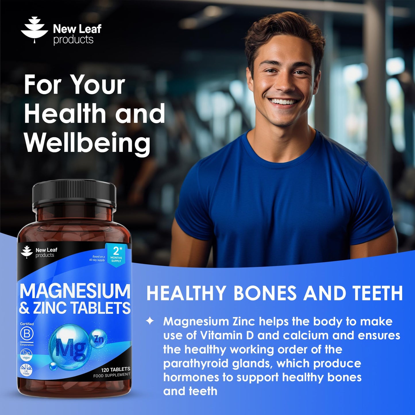 Magnesium Supplement 500mg Magnesium and Zinc Supplement - High Absorbency Magnesium Oxide & Zinc - Muscle Bones & Healthy Immune Function - Vegan, Non-GMO, Gluten-Free - 120 Easy to Swallow Tablets - Medaid International
