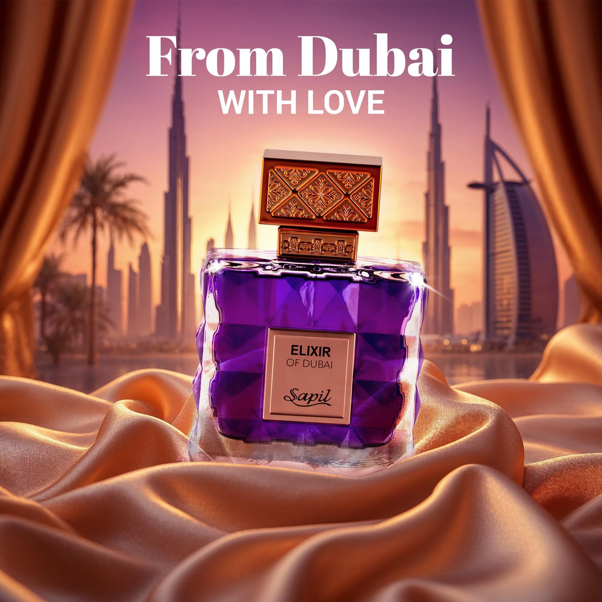 Sapil Elixir of Dubai Unisex Eau de Parfum – Long-Lasting Dubai Perfume with Amber, Vanilla, Musk, Cardamom, Bergamot & Lavender – Arabic Luxury Fragrance for Men & Women – 3.38 oz - Medaid International