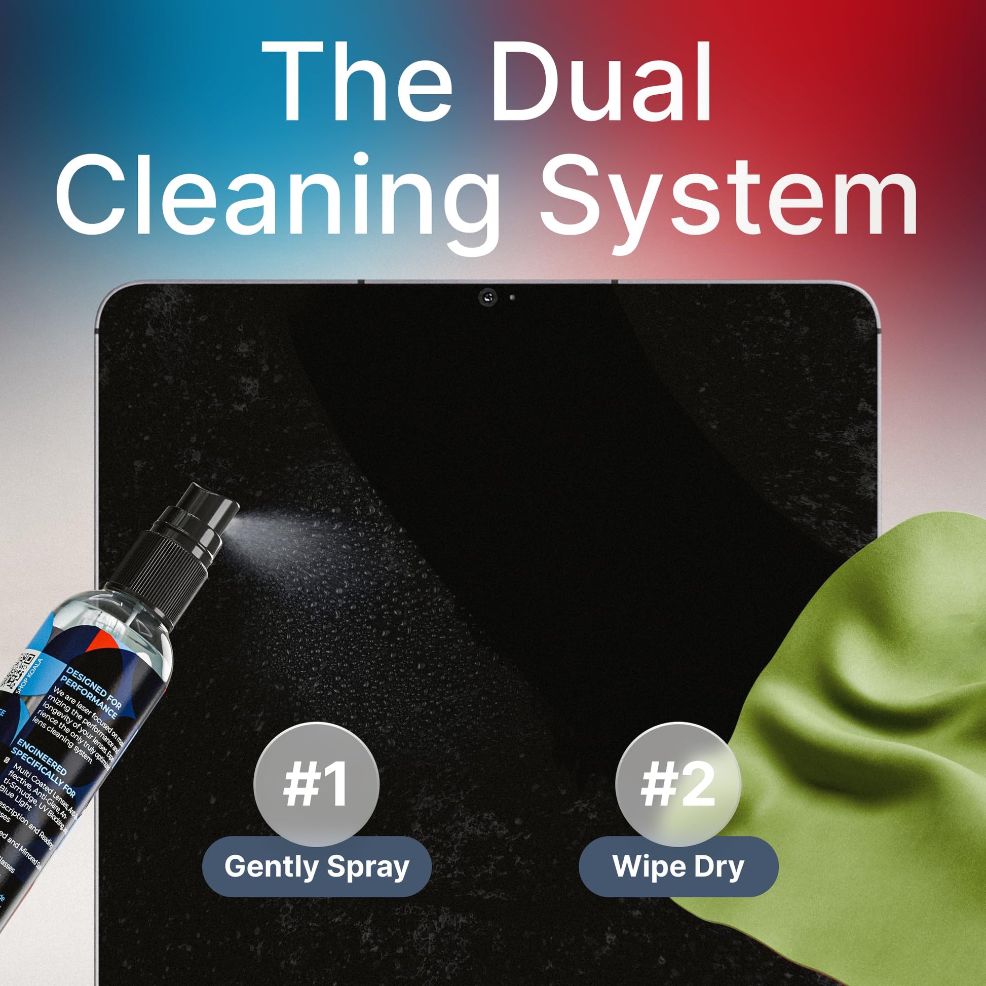 Koala Eyeglass Lens Cleaner Spray Kit | (2x) 8oz + (1x) 2oz Glasses Cleaner Bottle + (3x) Microfiber Cloth | Alcohol Free Eyeglasses, Screen, and Camera Cleaning Kit (6 Piece Set) - Medaid International