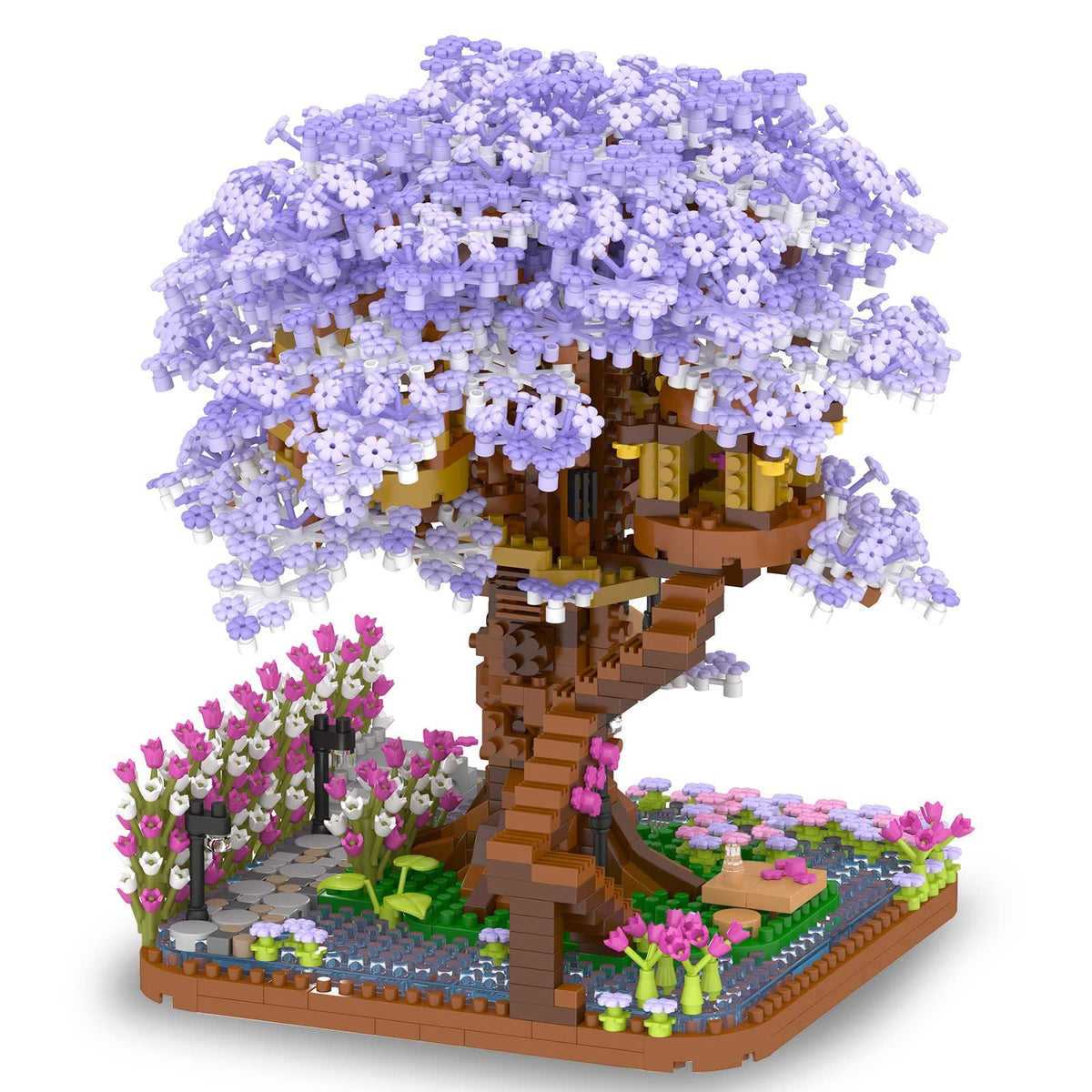 KASTWAVE Cherry Blossom Bonsai Tree Building Set, Flowers Tree House Model Sets for Adults, 2200Pcs Micro Bricks Collectible Creative Gifts for Adults Girls Boys 14+