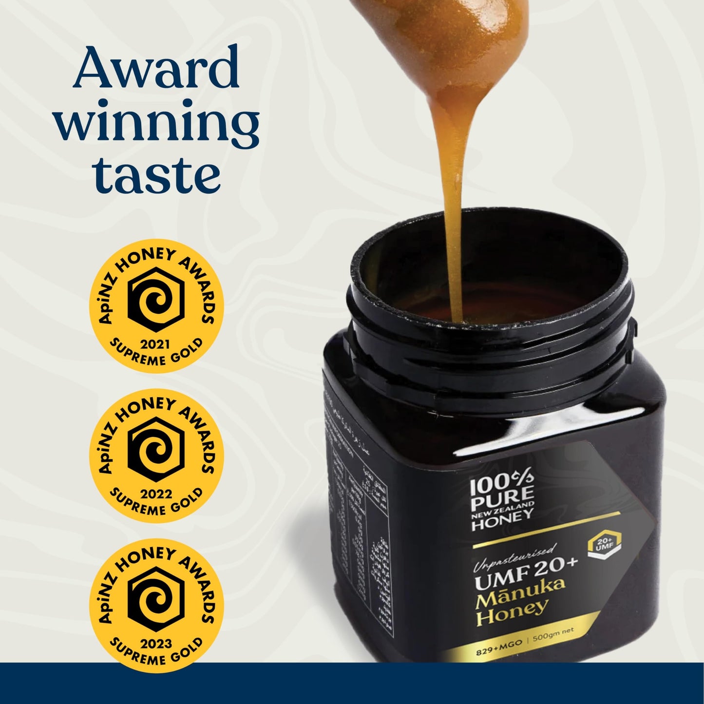 Manuka Honey UMF 20+ MGO 826+ 100% Pure New Zealand Raw, Unfiltered Certified Award Winning Silky Smooth Taste & Texture 17.6 Oz - Medaid International