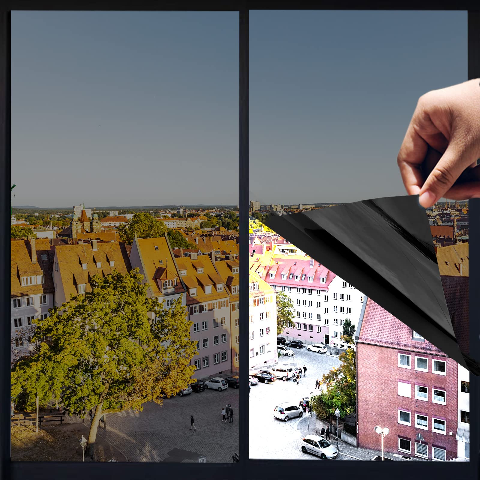 Heat Control Window Film, Window Tint Sun Blocking Blackout and UV Protection, one-Way Privacy Mirror Reflective Film,Explosion-Proof Premium PET Material Cosmic Black, 17.5 Inch x 6.5 Feet - Medaid International