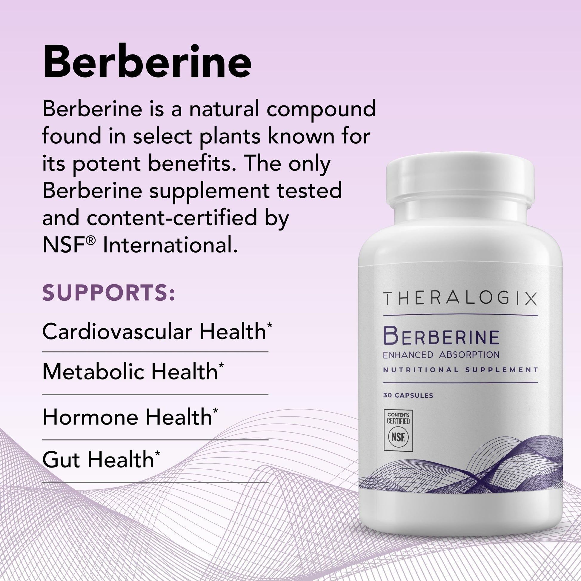 Theralogix Berberine Enhanced Absorption - 30-Day Supply - Made with Berberine Phytosome to Help Support Healthy Metabolism & Hormone Balance* - NSF Certified - 30 Capsules - Medaid International