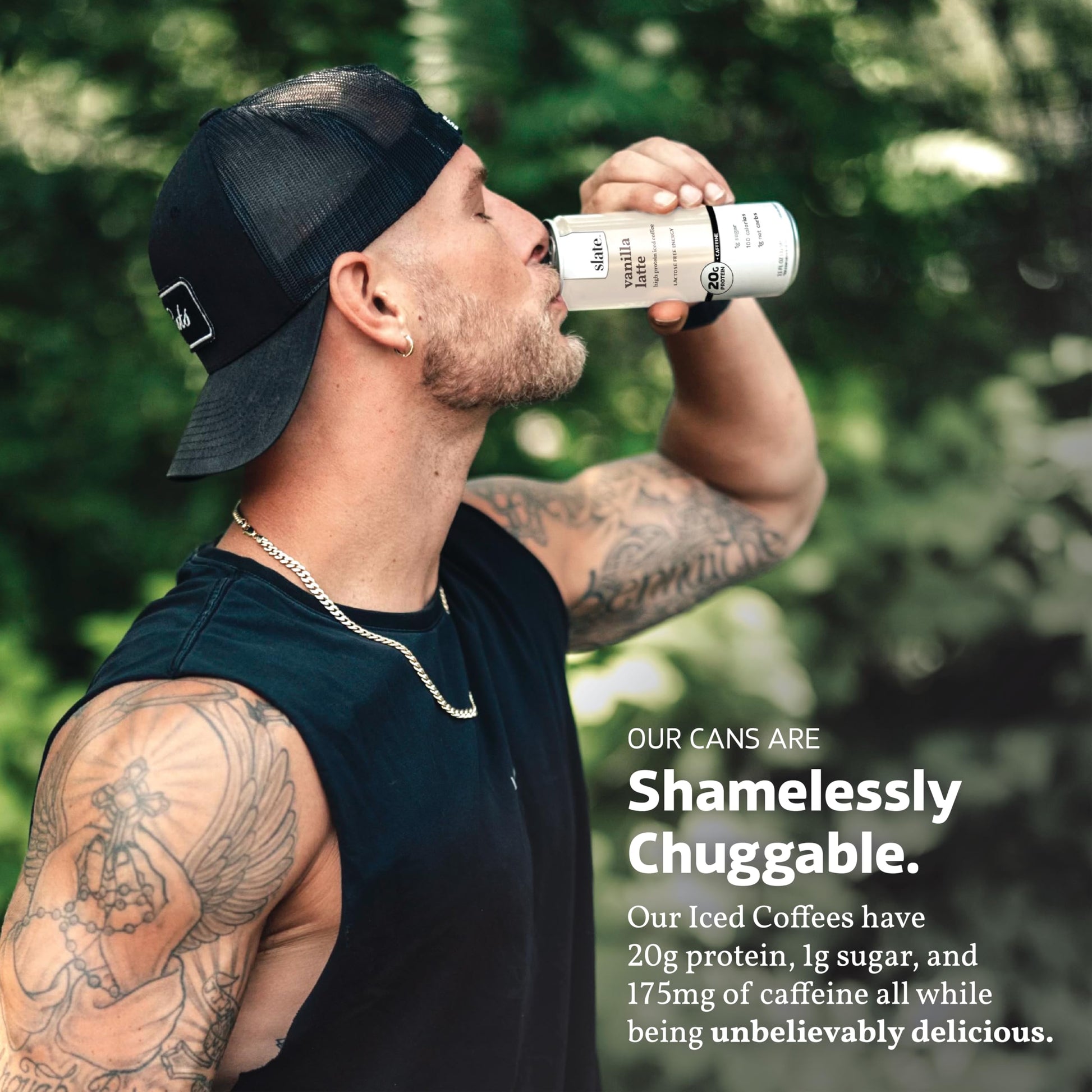 Slate Milk - High Protein Iced Coffee - Vanilla Latte - 175mg Caffeine, Lactose Free Energy - 20g Protein, 1g Sugar, 100 Calories, 1g Net Carbs, No Sugar Added - Protein Coffee - 11 fl oz, 12 Cans - Medaid International