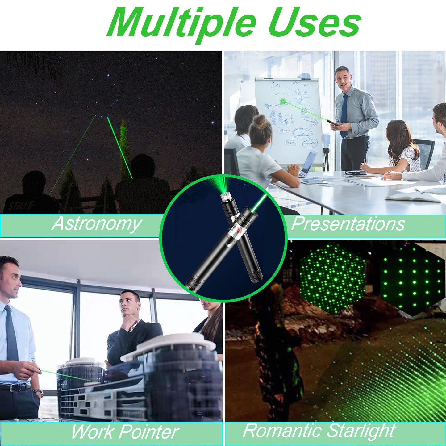 Green Laser Pointer High Power, USB Rechargeable Green Laser High Power Pointer Long Range Laser Pointer Laser Light Pointer for Presentations - Medaid International