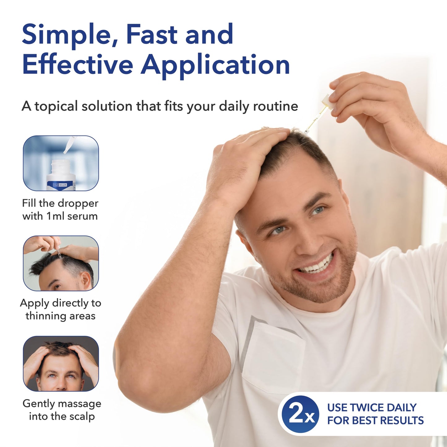 Hair-Regen Advanced 5% Minoxidil For Men Hair Regrowth Treatment for Thinning Hair - Hair Loss for Men - 6 Month Supply, Minoxidil Topical Solution So Thicker Fuller Hair Keeps Growing Amazing Results - Medaid International
