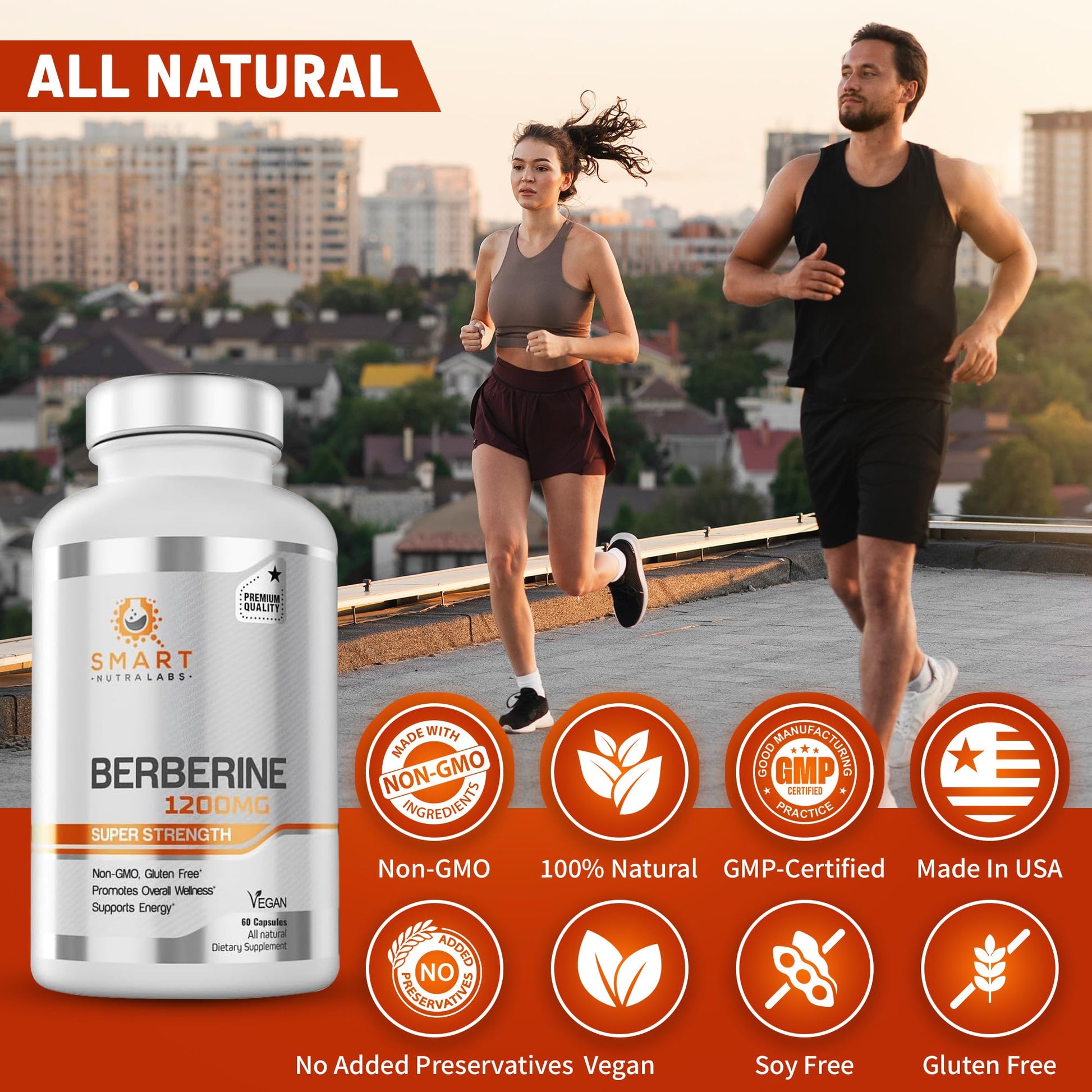 Smart Nutra Labs Premium Berberine HCL 1200mg- 60 Vegan Capsules, 100% Pure Berberine Supplement- Non-GMO, Gluten Free - Medaid International