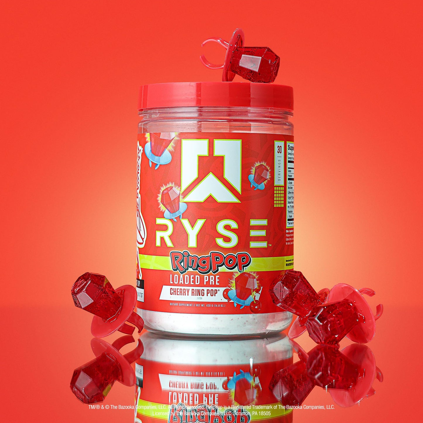 RYSE Loaded Pre Workout Powder - Ring Pop Cherry - Daily Pre-Workout for Men & Women with 325mg Caffeine, Beta Alanine, and Citrulline for Pump, Focus, and Energy - 30 Servings - Medaid International