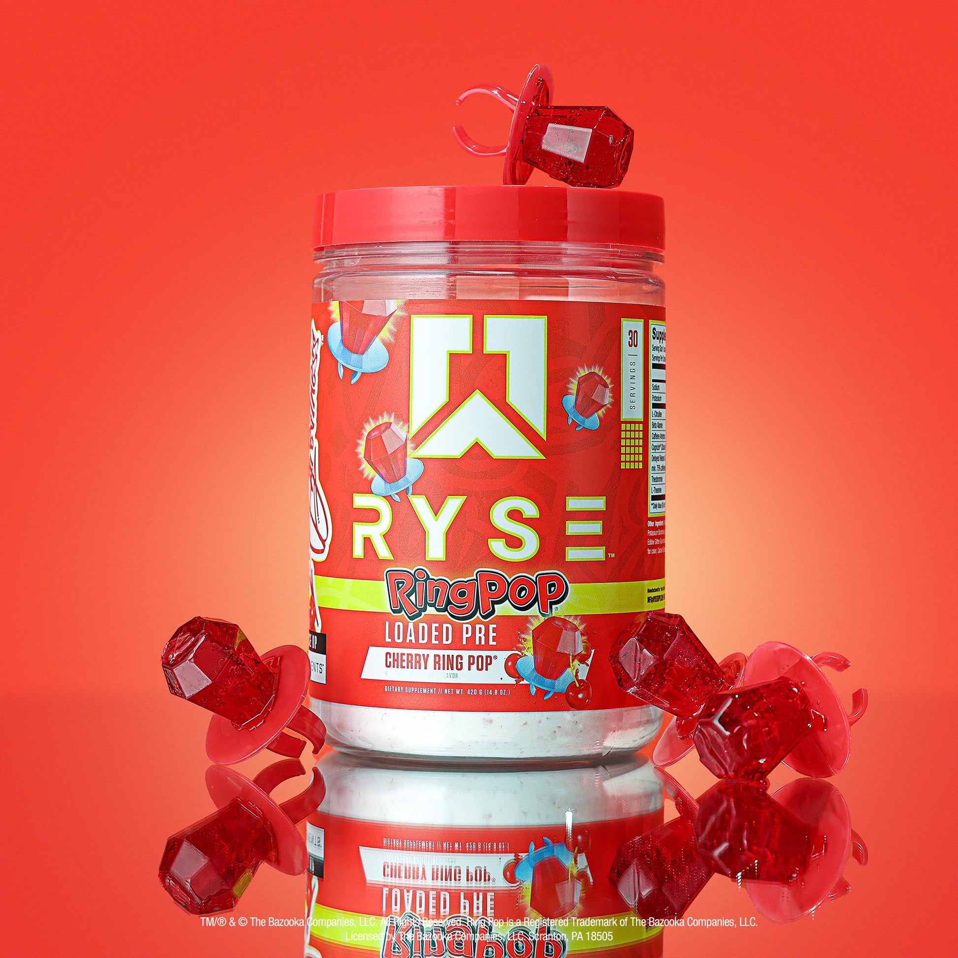 RYSE Loaded Pre Workout Powder - Ring Pop Cherry - Daily Pre-Workout for Men & Women with 325mg Caffeine, Beta Alanine, and Citrulline for Pump, Focus, and Energy - 30 Servings - Medaid International