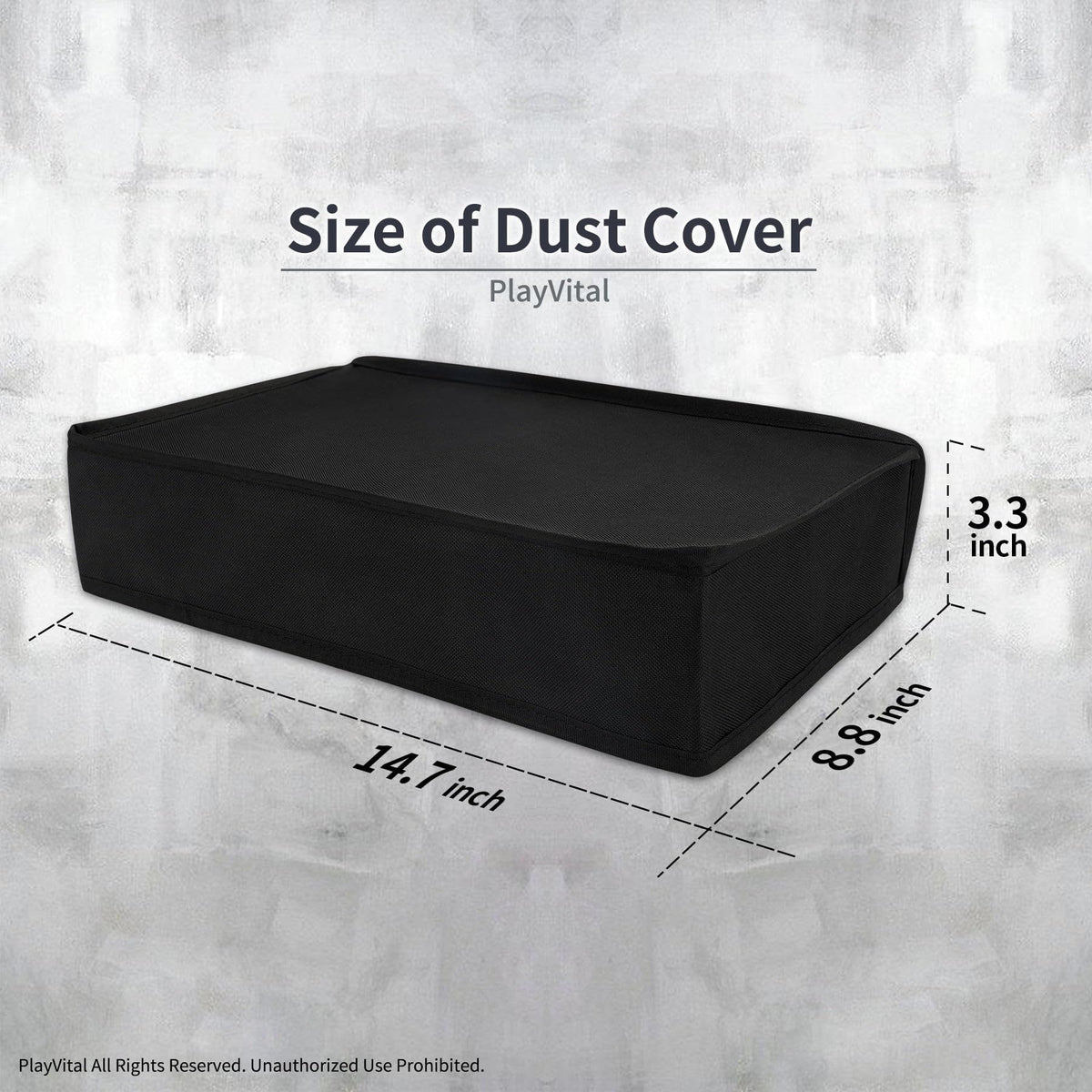 KASTWAVE Horizontal Dust Cover for PS5 Slim Digital Edition, Soft Nylon Anti Scratch Waterproof Case with Magic Buckle Cable Port Opening, Backend Cutaway Design Washable Protective Case, Gray