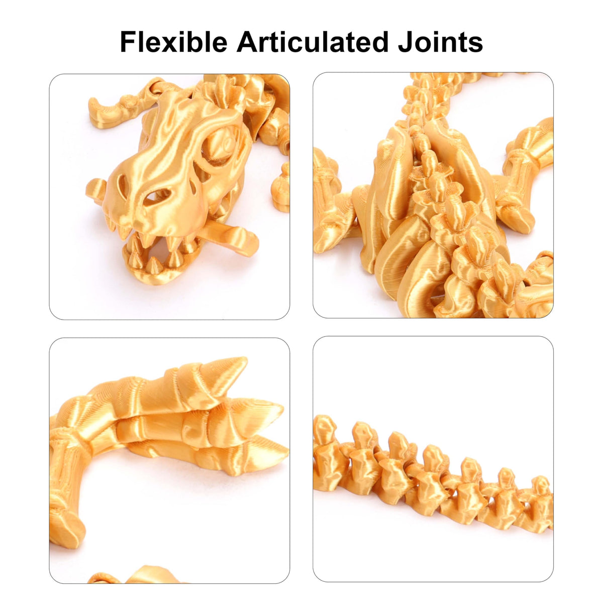 KASTWAVE 3D Printed Dragon with Articulated Bones for Adult, 3D Printed Dinosaur Fidget Toys Decor, Home Office Decor Executive Desk Toys for Stress Relief