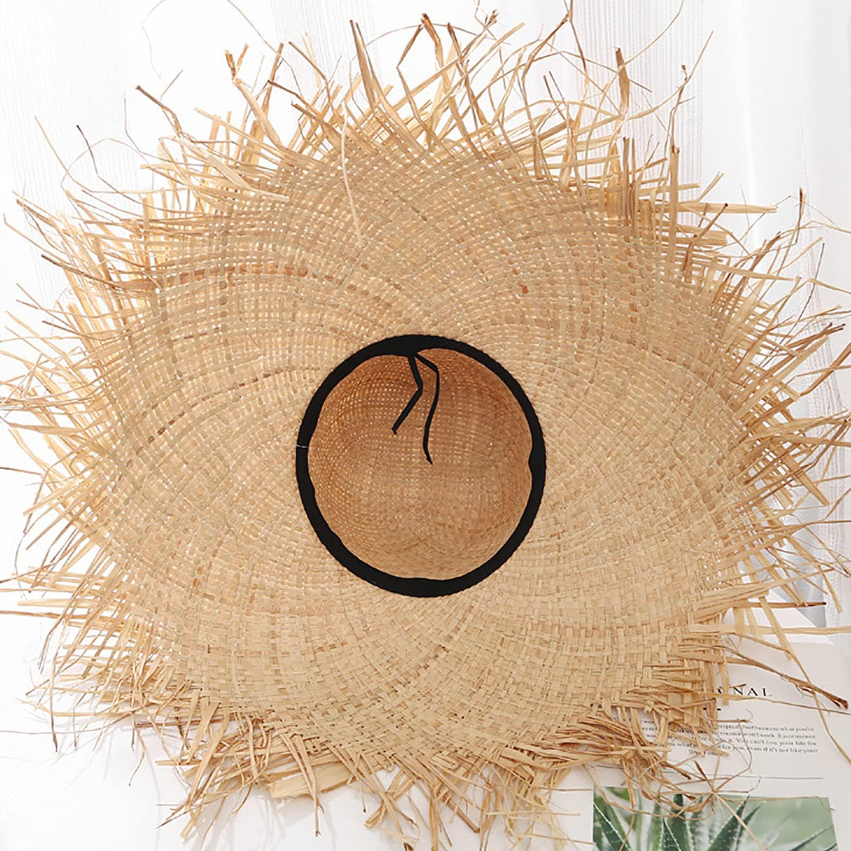 KASTWAVE Womens Beach Sun Straw Hat Summer UV Sun Hat Wide Brim Fringe Beach Hat Boho Floppy Hat Fishing Cap