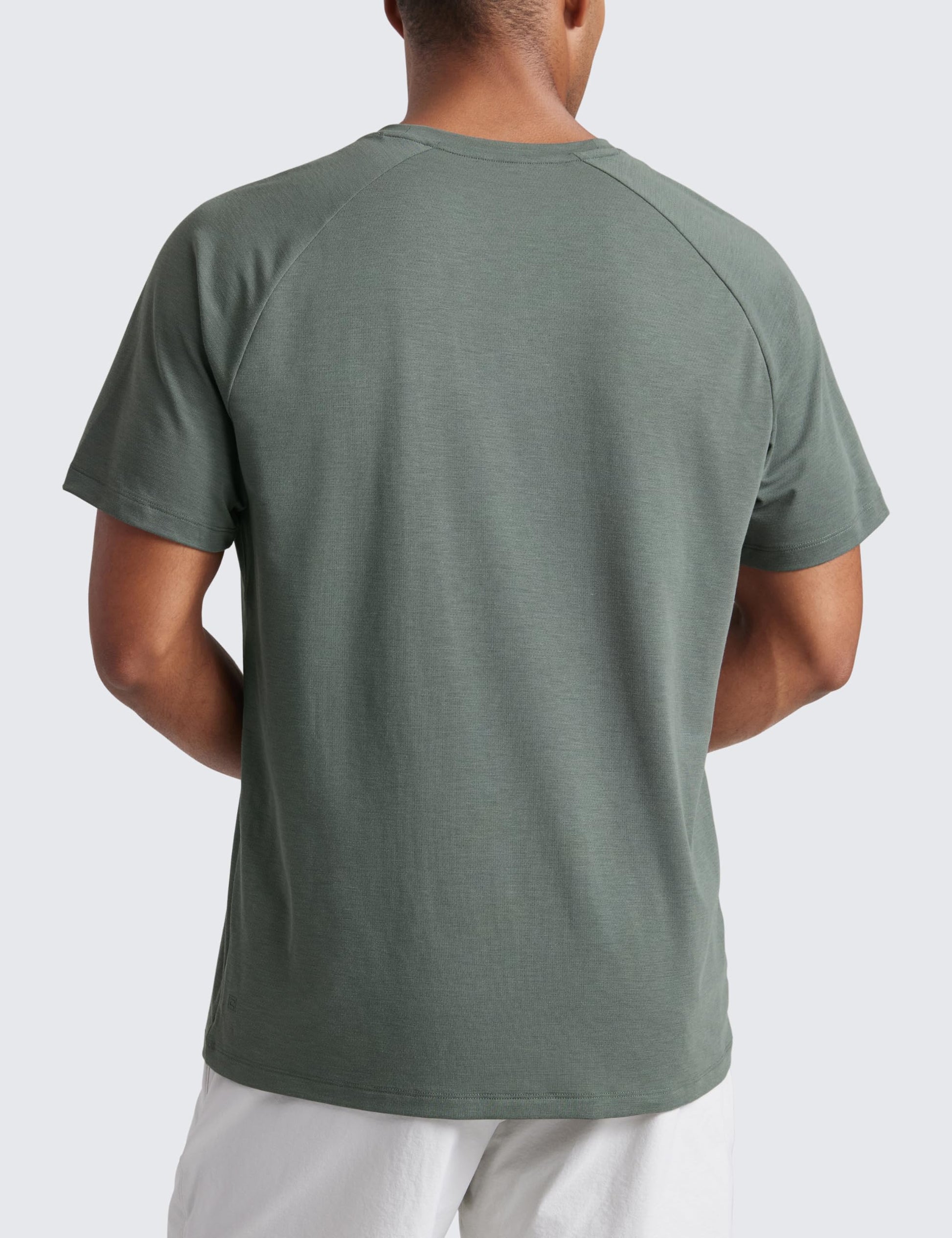 CRZ YOGA Mesh Workout Shirts for Men - Lightweight Breathable T-Shirts Running Athletic Training Short Sleeve Tops Grey Sage Medium - Medaid International