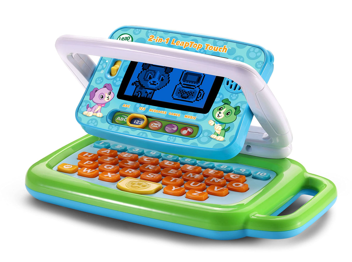 LeapFrog 2-in-1 LeapTop Touch Laptop for Kids, Educational Bilingual Toy That Converts from Laptop to Tablet, Learning Letters, Numbers and Messages -Green