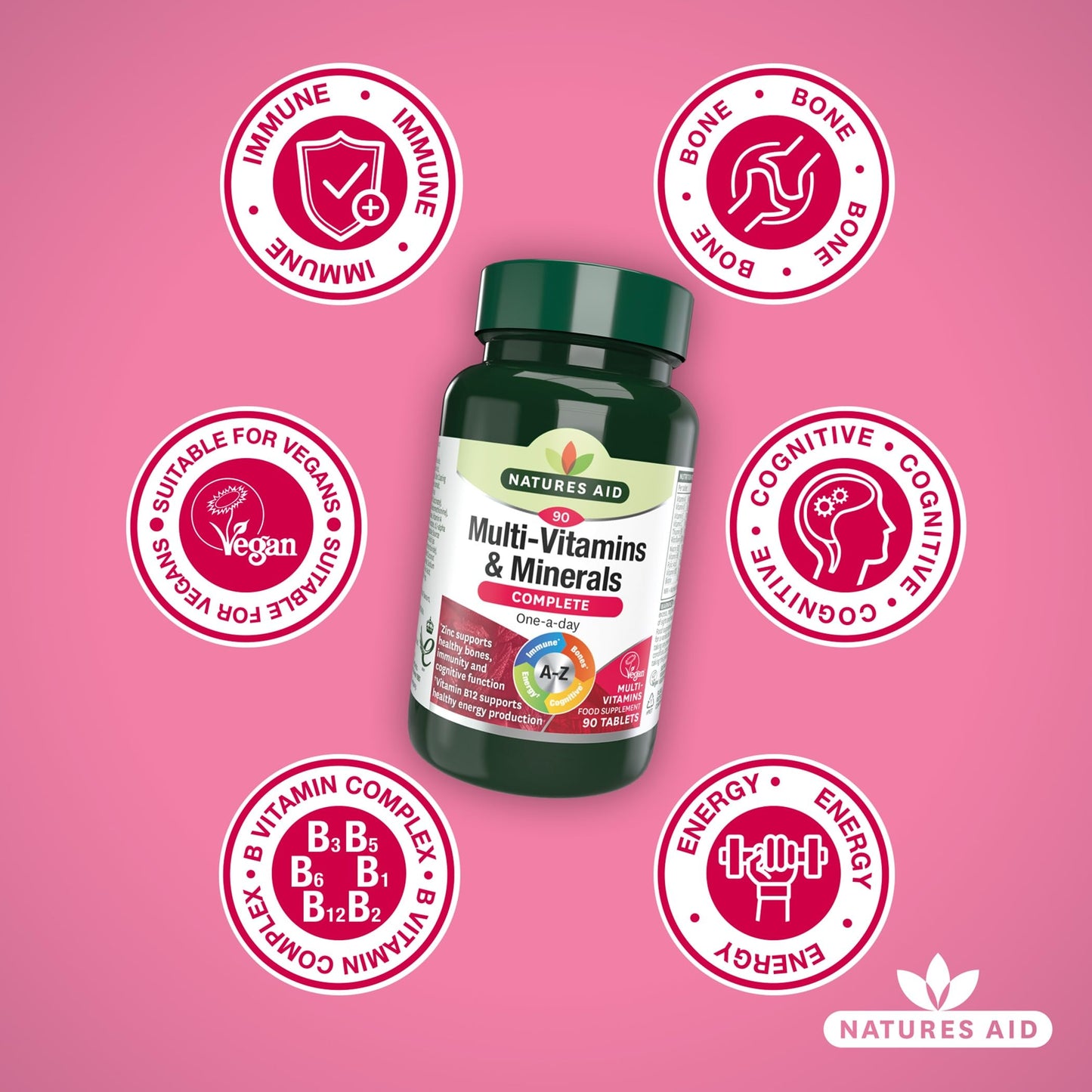 Natures Aid Complete Multi-Vitamin & Minerals Antioxidant Formula 90 Tabs - Good Health - Medaid International