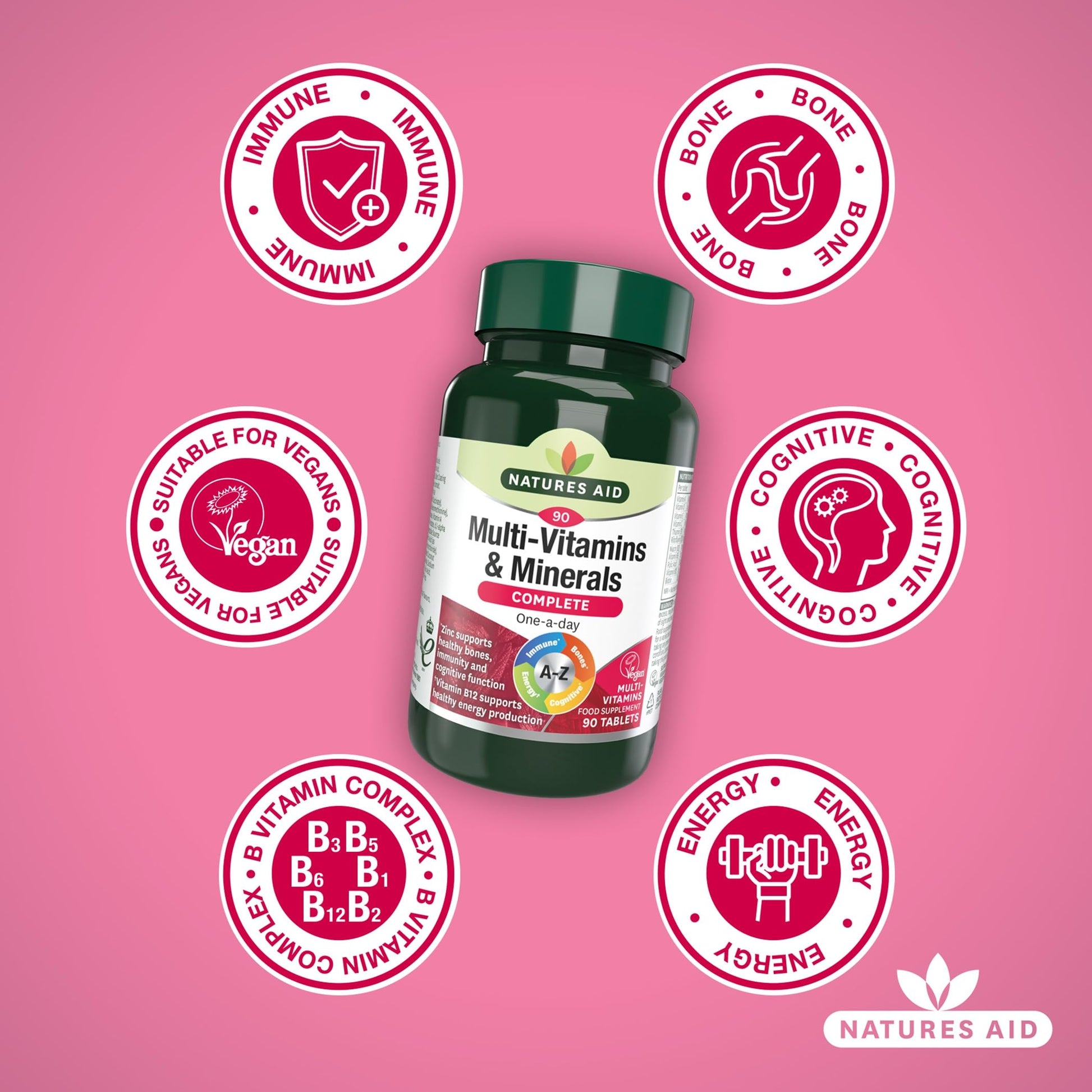Natures Aid Complete Multi-Vitamin & Minerals Antioxidant Formula 90 Tabs - Good Health - Medaid International