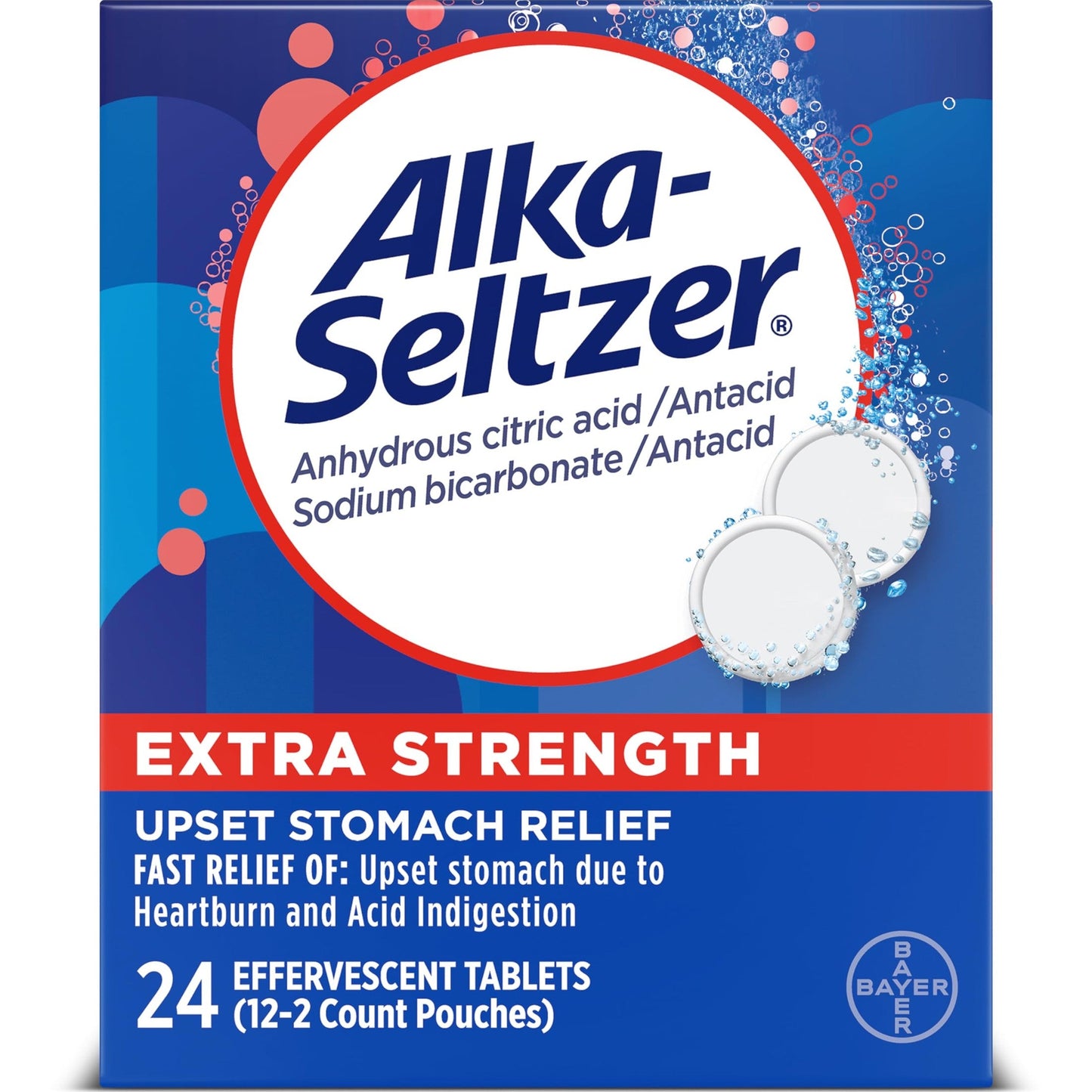 ALKA-SELTZER® Heartburn Relief, Extra Strength Antacid & Pain Relief Tablets