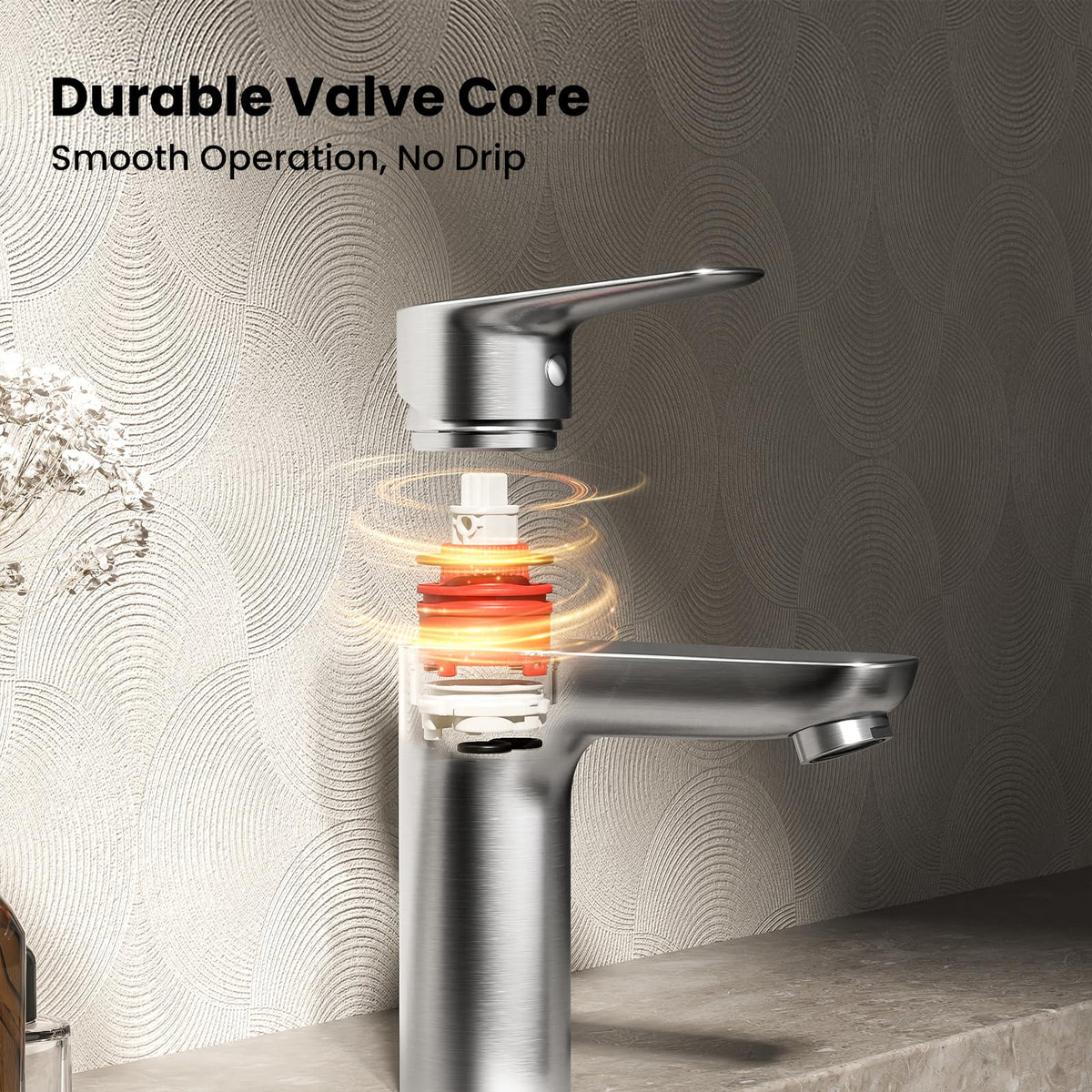 JOMOO Basin Faucet, 304 Stainless Steel Bathroom Sink Faucet with Aerated Flow, Single Handle Hot & Cold Water Mixer Tap, Anti-Leak Lead-Free Lavatory Vanity Tap, Brushed Finshed