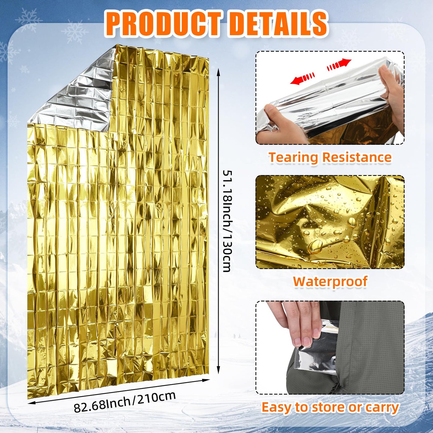 Shyyween 120 Pcs Emergency Blanket Beanie Hat Bulk Homeless Package Care Supplies Survival Kit for Cold Weather Outdoor Camping Hiking (Neutral)
