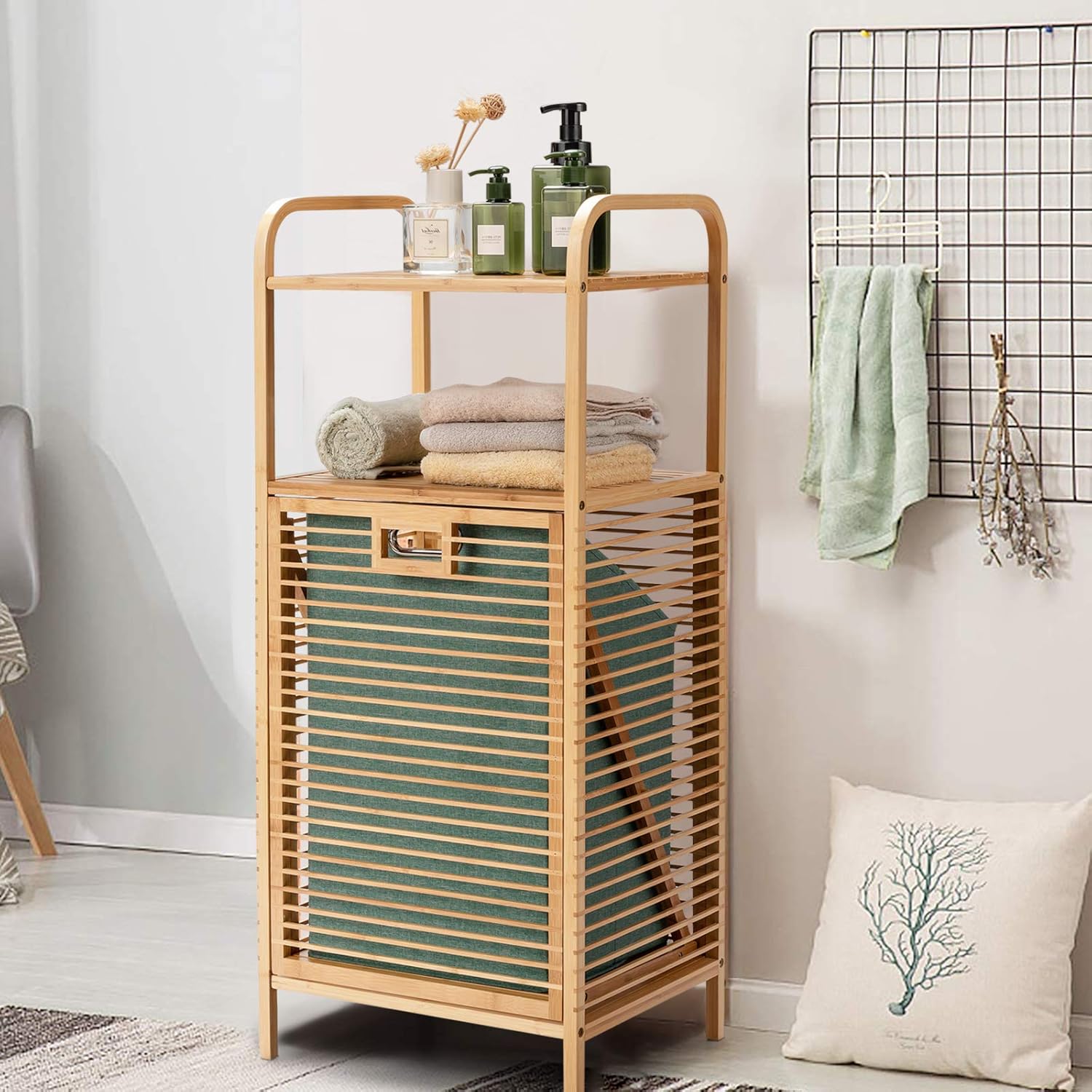 Costway Tilt Out Bamboo Shelf