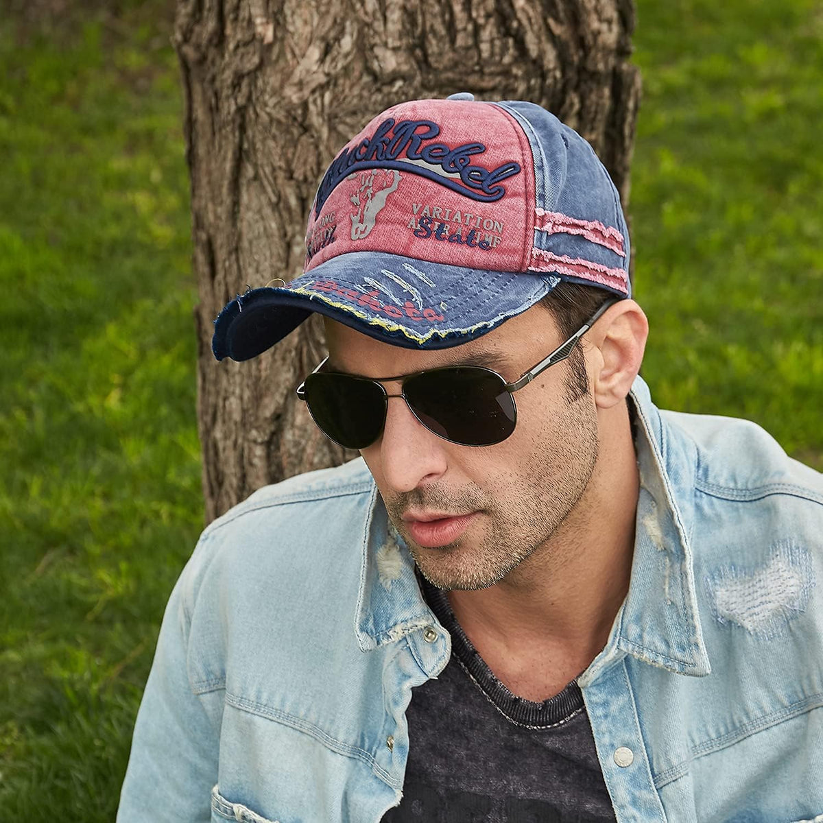 TERRIFI Casual Baseball Cap, American Flag Hat, Embroidery Adjustable Washed Vintage Hat, Suitable for Women Men