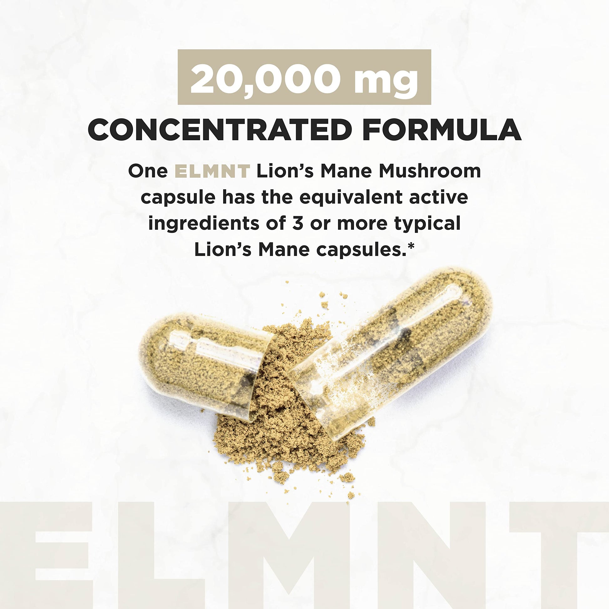 20,000mg 16x Strength Lions Mane Supplement Capsules Super Nootropic w. Ashwagandha & Rhodiola - Highest Potency Lion's Mane Mushroom Extract 50% Polysaccharides Brain Supplements for Memory and Focus - Medaid International