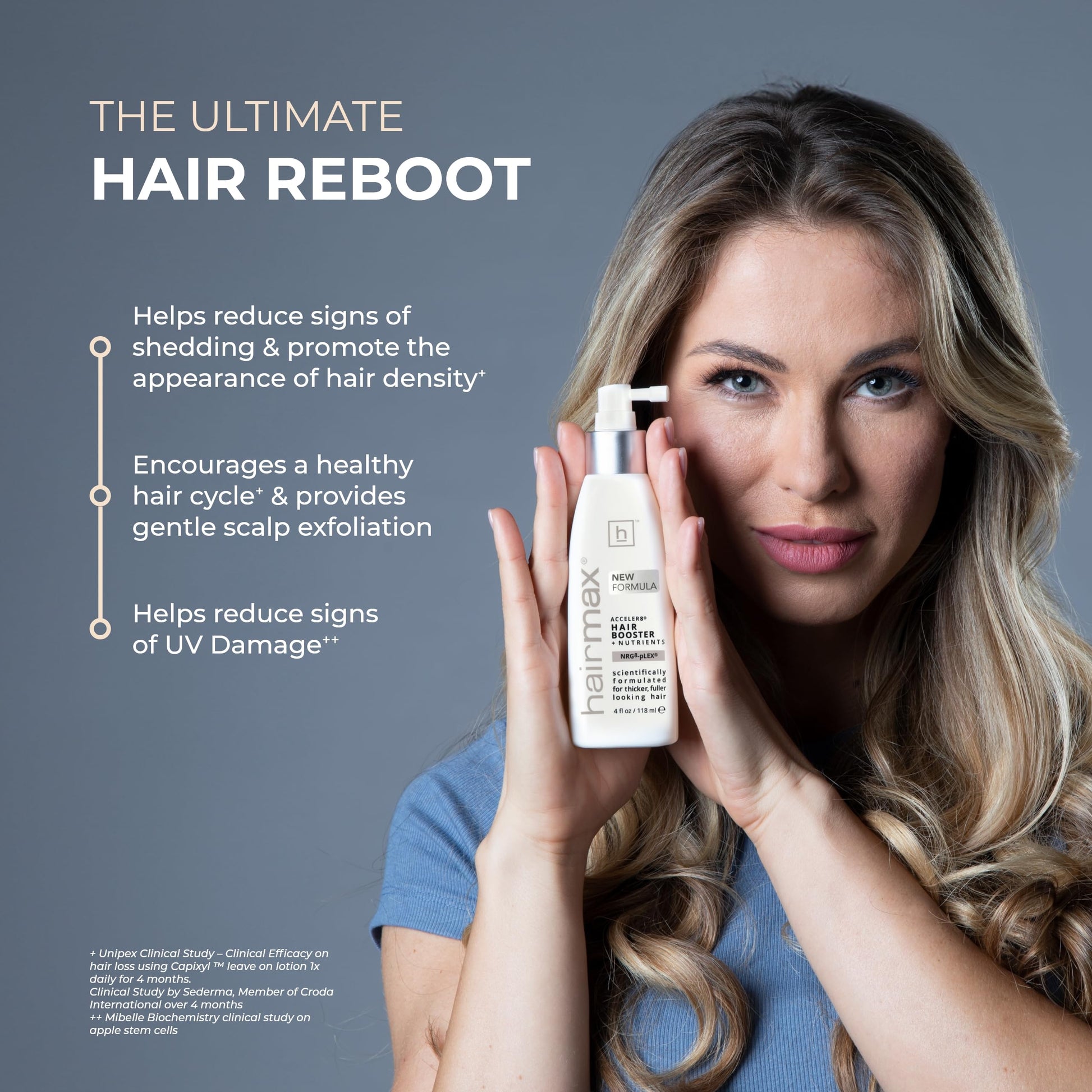 Hairmax Acceler8 Hair Booster + Nutrients - Topical Hair Regrowth Treatment - Thinning Hair Loss Solution - Advanced Scalp Care - Minimizes Hair Shedding - B Vitamins & Omega 6-4 fl oz - Medaid International