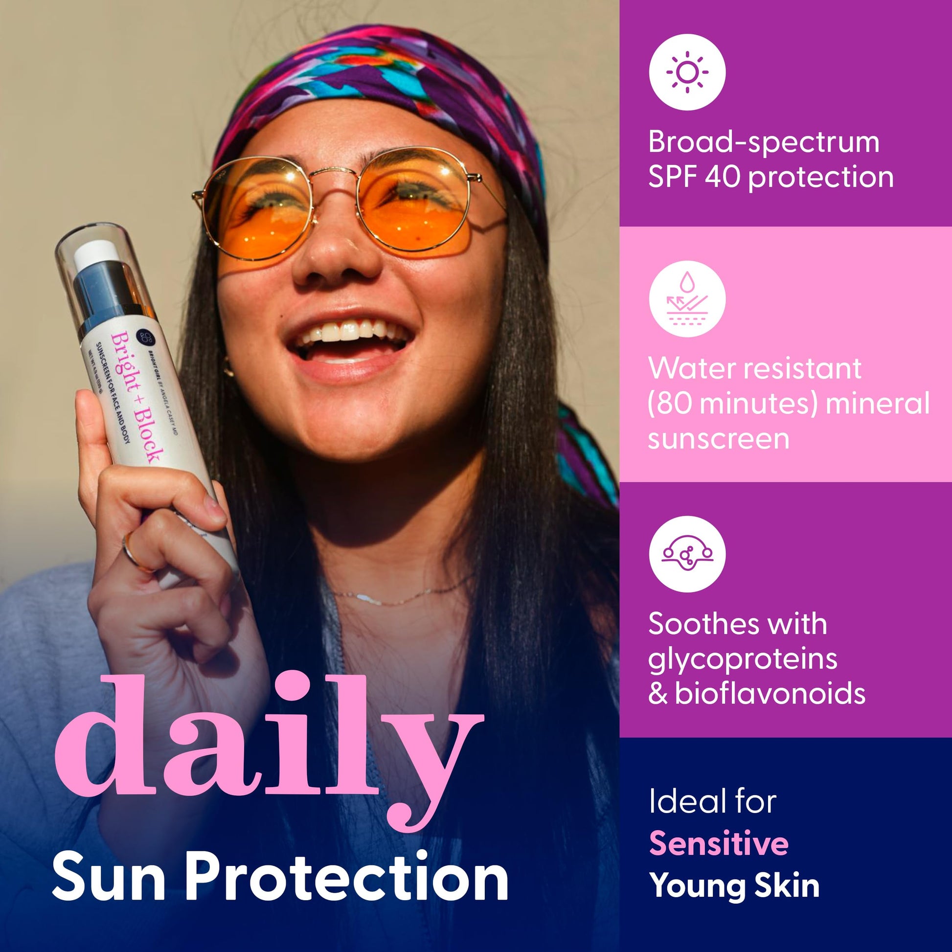 Bright+Block SPF 40 Sheer Mineral Sunscreen – Lightweight, Sheer & Water Resistant Mineral Sunblock for Sensitive, Acne-Prone & All Skin Types – Dermatologist-Developed | 2.1 fl oz. - Medaid International