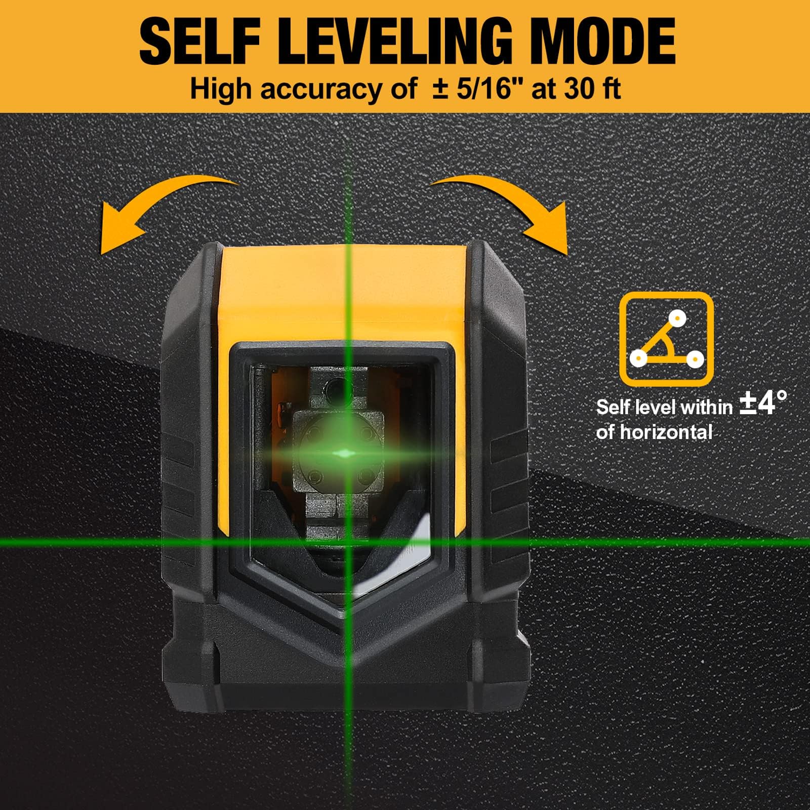 PREXISO Laser Level with Tripod, 65Ft Self Leveling Cross Line Laser Level, Green Line leveler Tool for Hanging Pictures, Home Renovation with LED Indicator & 2 AA Batteries (31-1/2 inch Tripod) - Medaid International