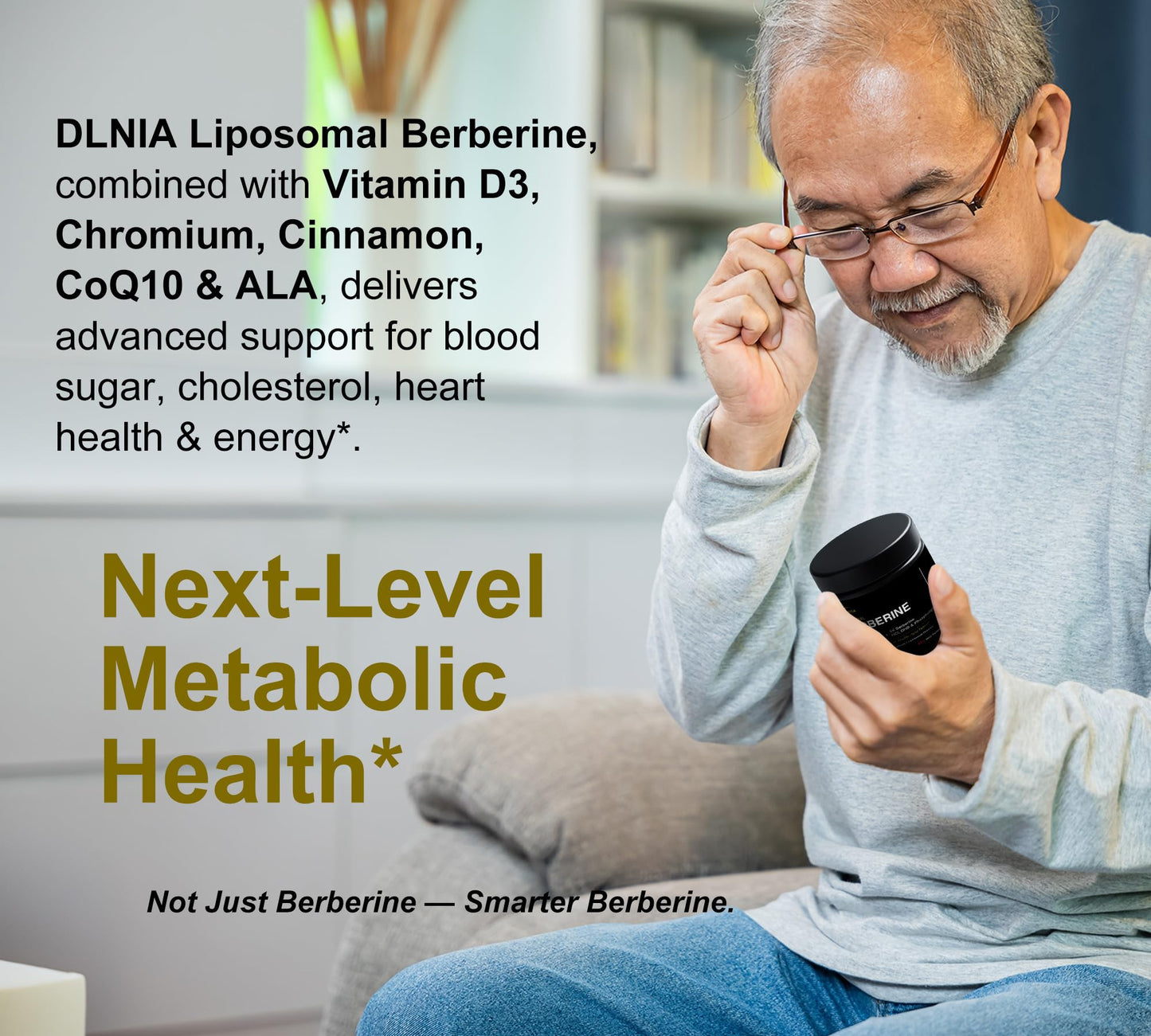 DLNIA Liposomal Berberine Supplement – 3X Strength Berberine Matrix with DHB, Phospholipids, CoQ10, ALA, Vitamin D3, Chromium, Cinnamon – Advanced GLP-1 & Metabolic Support – 60 Count - Medaid International