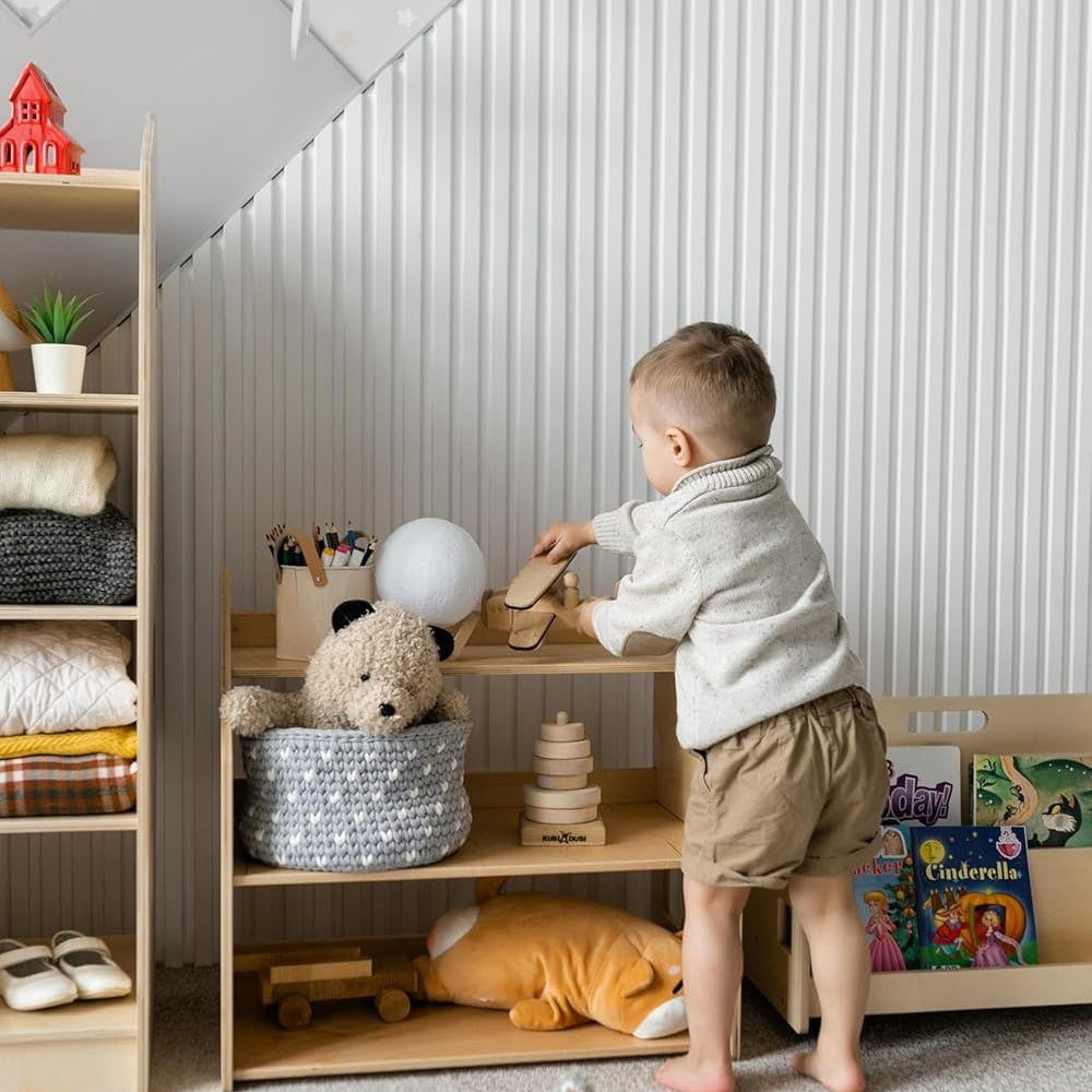 Montessori Wooden Toy Storage Shelf