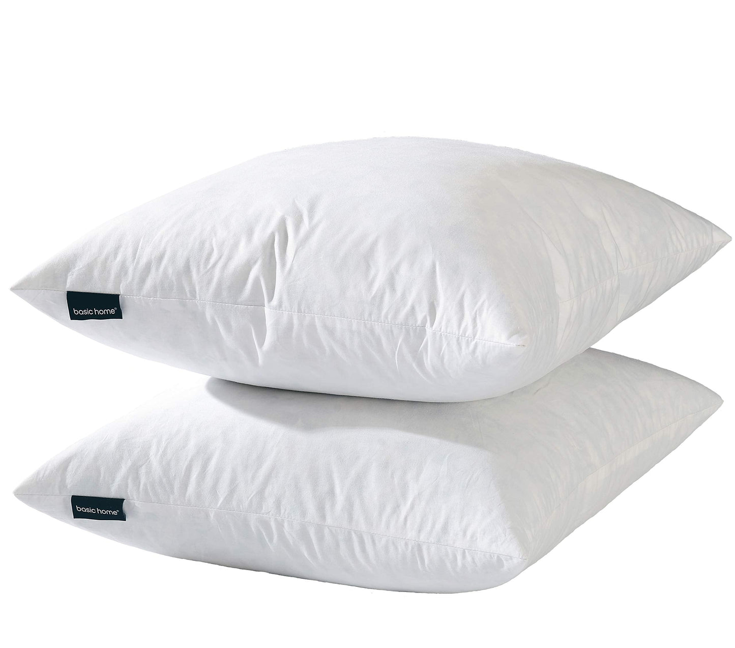 basic home 18x18 Decorative Throw Pillow Inserts-Down Feather Pillow Inserts-Square-Cotton Fabric-Set of 2-White. - Medaid International
