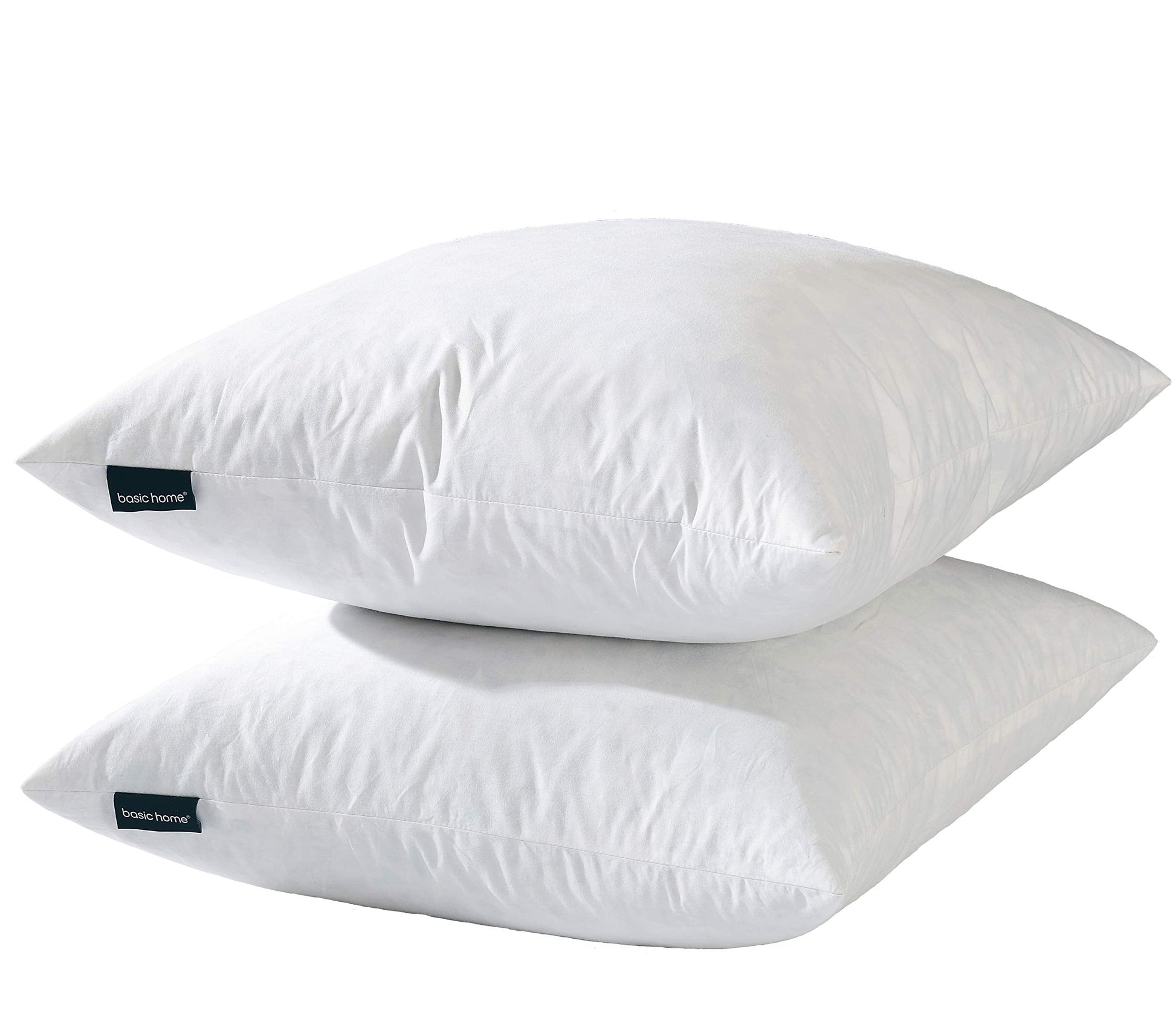 basic home 18x18 Decorative Throw Pillow Inserts-Down Feather Pillow Inserts-Square-Cotton Fabric-Set of 2-White. - Medaid International