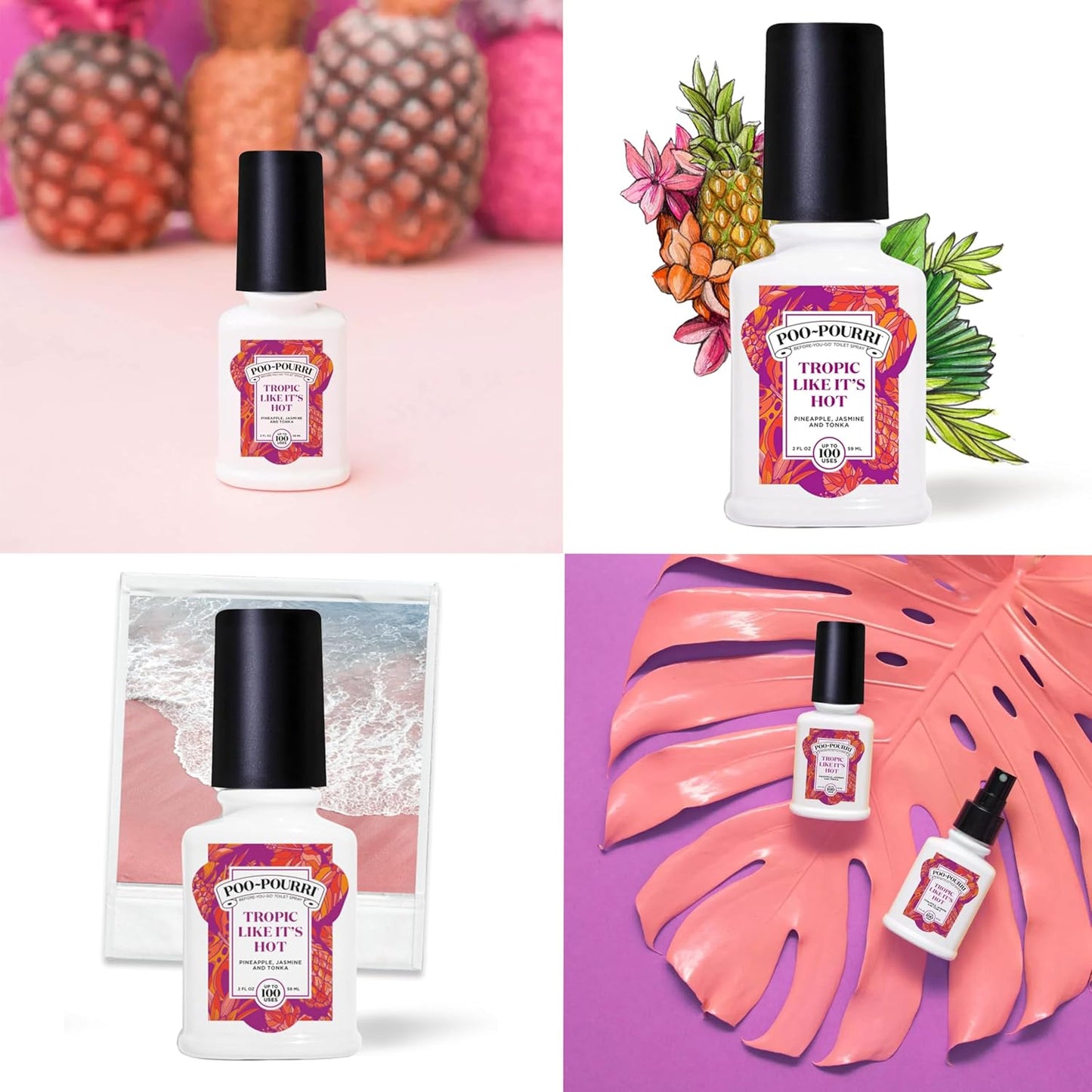Poo-Pourri Vanilla Mint, Vanilla Petals & Santal, and Peaches & Cream 2 Ounce Set