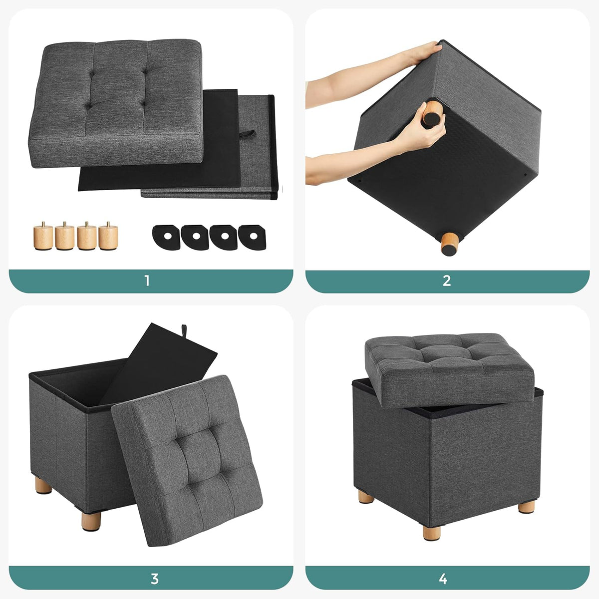 SONGMICS Bedroom Bench with Storage LSF14GYZ