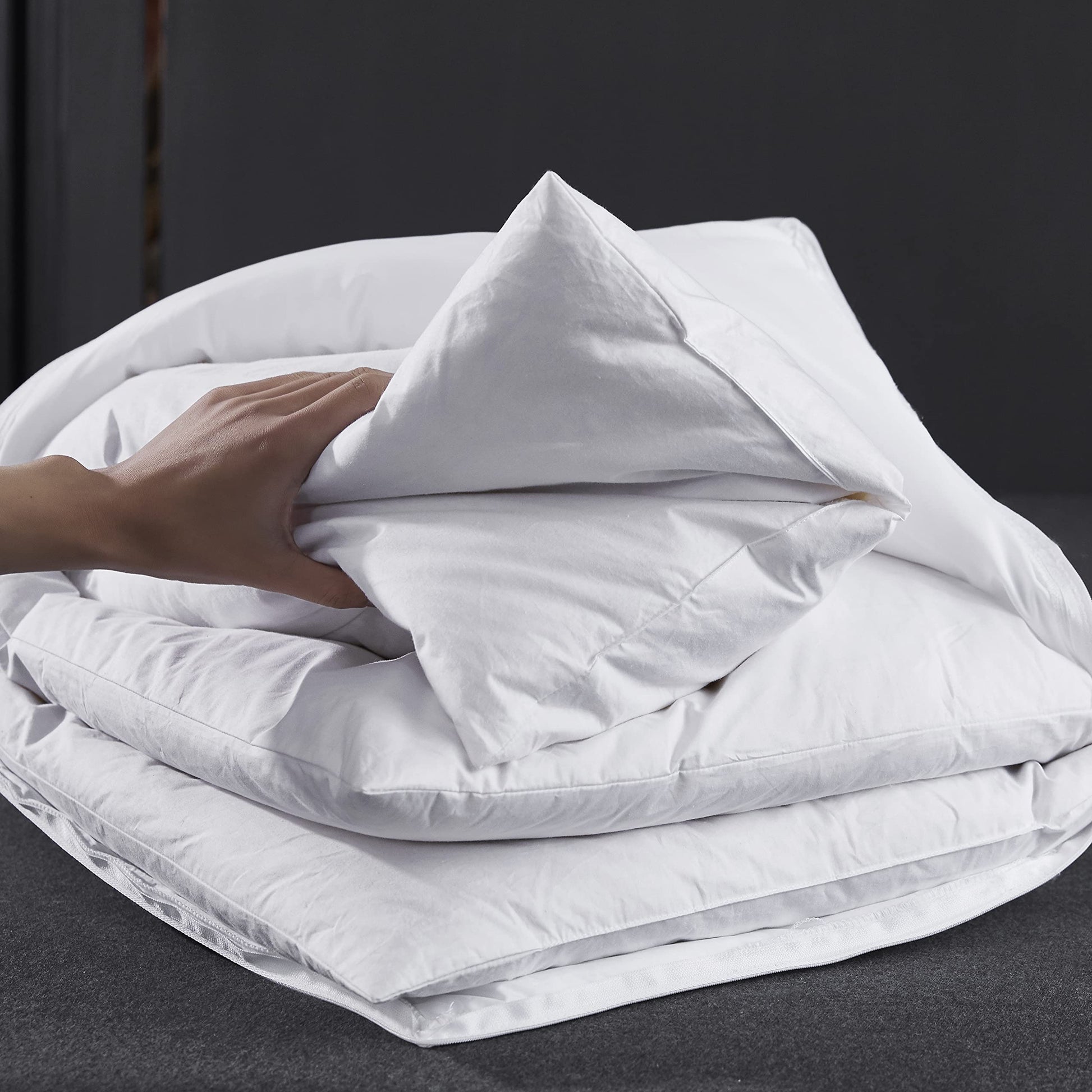 Three Geese Adjustable Layer Goose Feather Pillow,Assemblable Bed Pillow,100% Soft Cotton Cover,Good for Side and Back Stomach Sleeper,King Size,Packaging Include 1 Pillow. - Medaid International