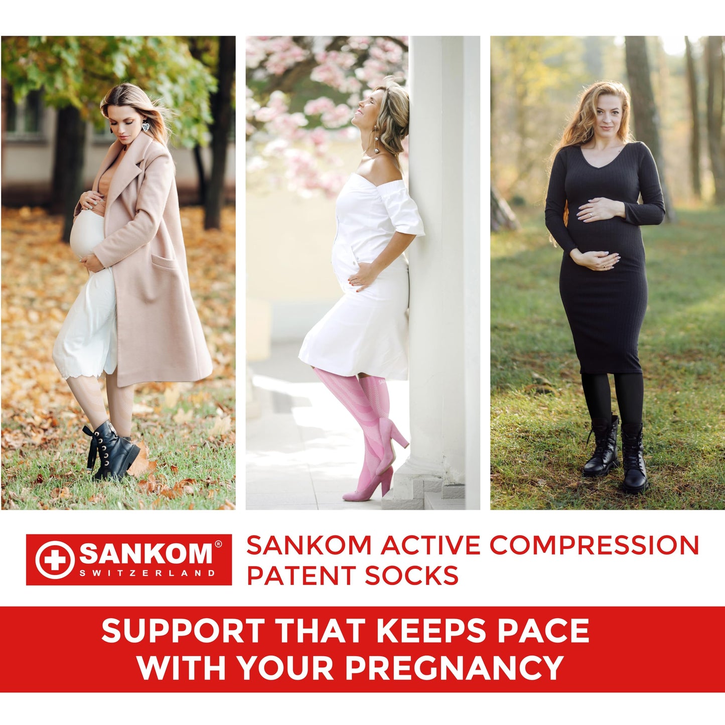 SANKOM Compression Socks for Women - Swiss Designed Patented 4-Step Active Graduated Compression Socks for Travel and Flight - Suitable Socks for Pregnant Women & Nurses - Best for Everyday Wear (Black, L/XL) - Medaid International