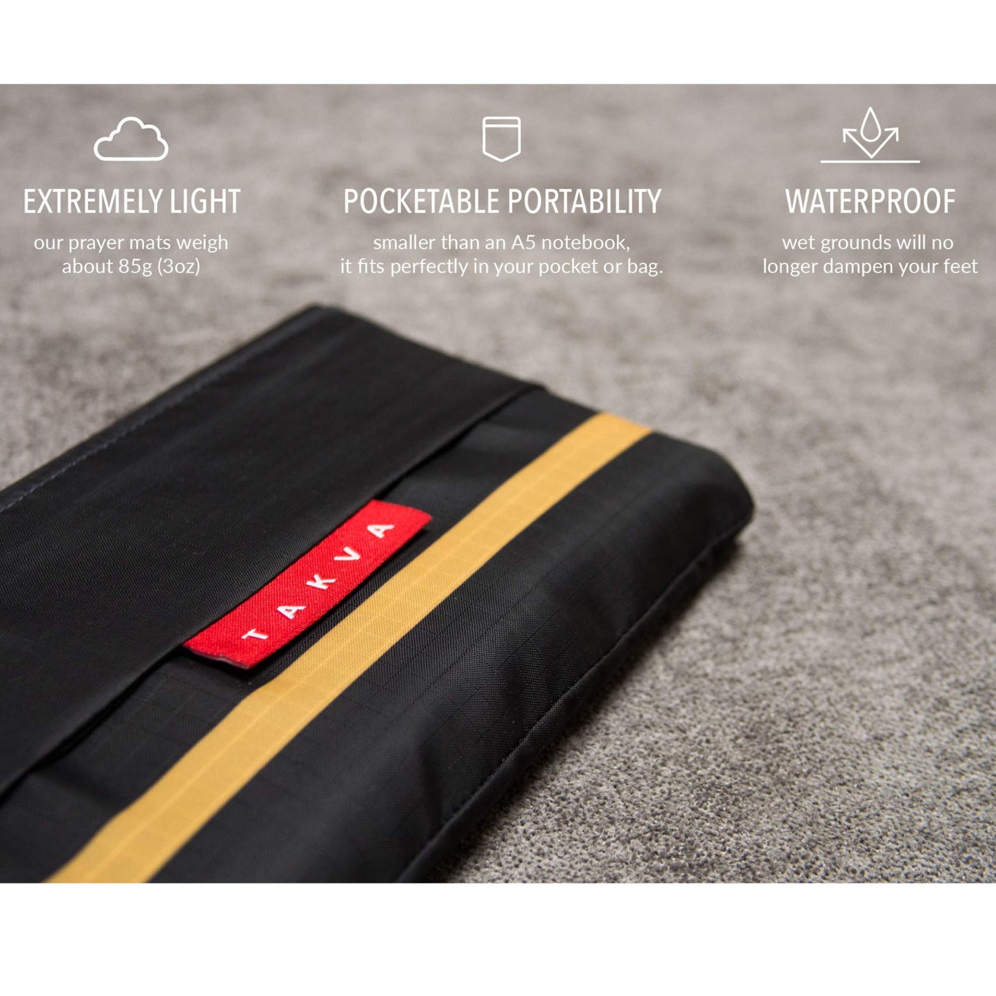TAKVA The Pocket Sejadah™ | Portable Foldable Travel Prayer Mat, Waterproof, Ramadan/Eid Gift, Perfect Muslim Gift, Pocket Size (Design in Japan, Made in Turkey) - Medaid International