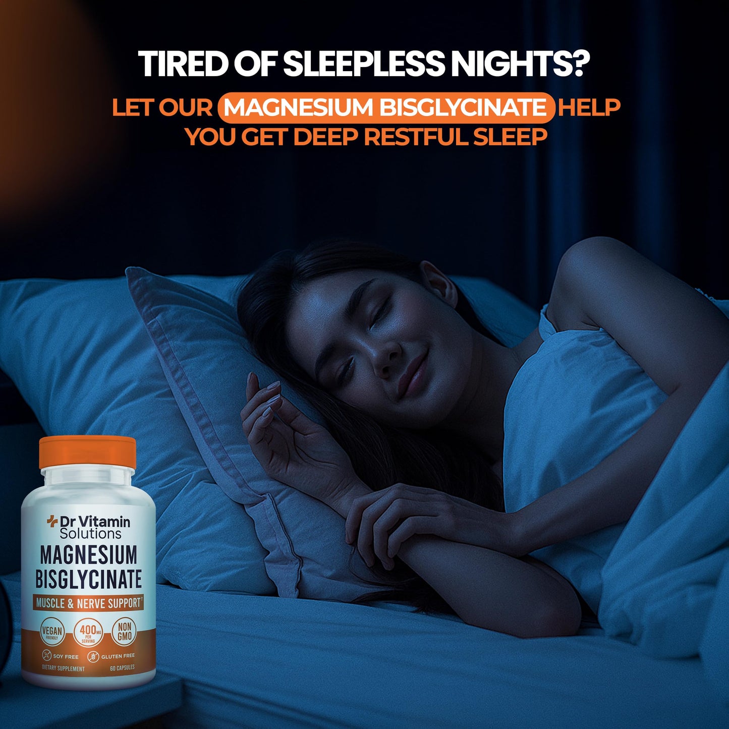 DR VITAMIN SOLUTIONS Magnesium Bisglycinate Chelate 400mg | High Absorption Albion® Chelated Magnesium Glycinate Supplement for Sleep, Muscle, Nerve Support | Stomach-Friendly 60 Vegan Capsules - Medaid International