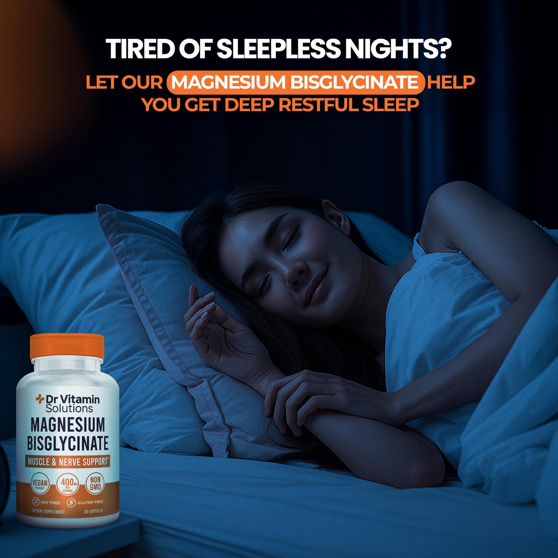 DR VITAMIN SOLUTIONS Magnesium Bisglycinate Chelate 400mg | High Absorption Albion® Chelated Magnesium Glycinate Supplement for Sleep, Muscle, Nerve Support | Stomach-Friendly 60 Vegan Capsules - Medaid International