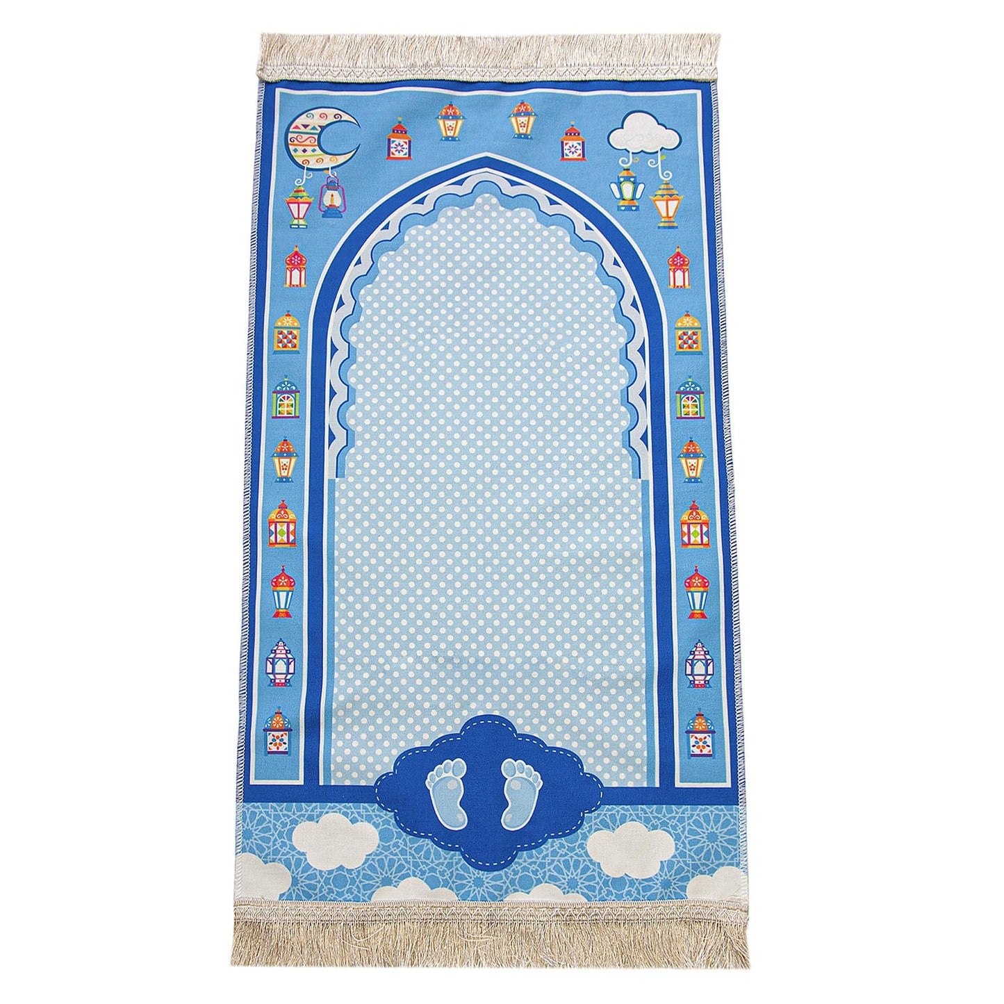 ihvan online, Muslim Prayer Rug for Kid, Islamic Gifts Praying Mat for Kids, Kids Prayer Mat, Design Janamaz Sajadah, Soft Salah Mats Carpet for Kid, Travel Praying Rug, Patterned Blue-2 - Medaid International